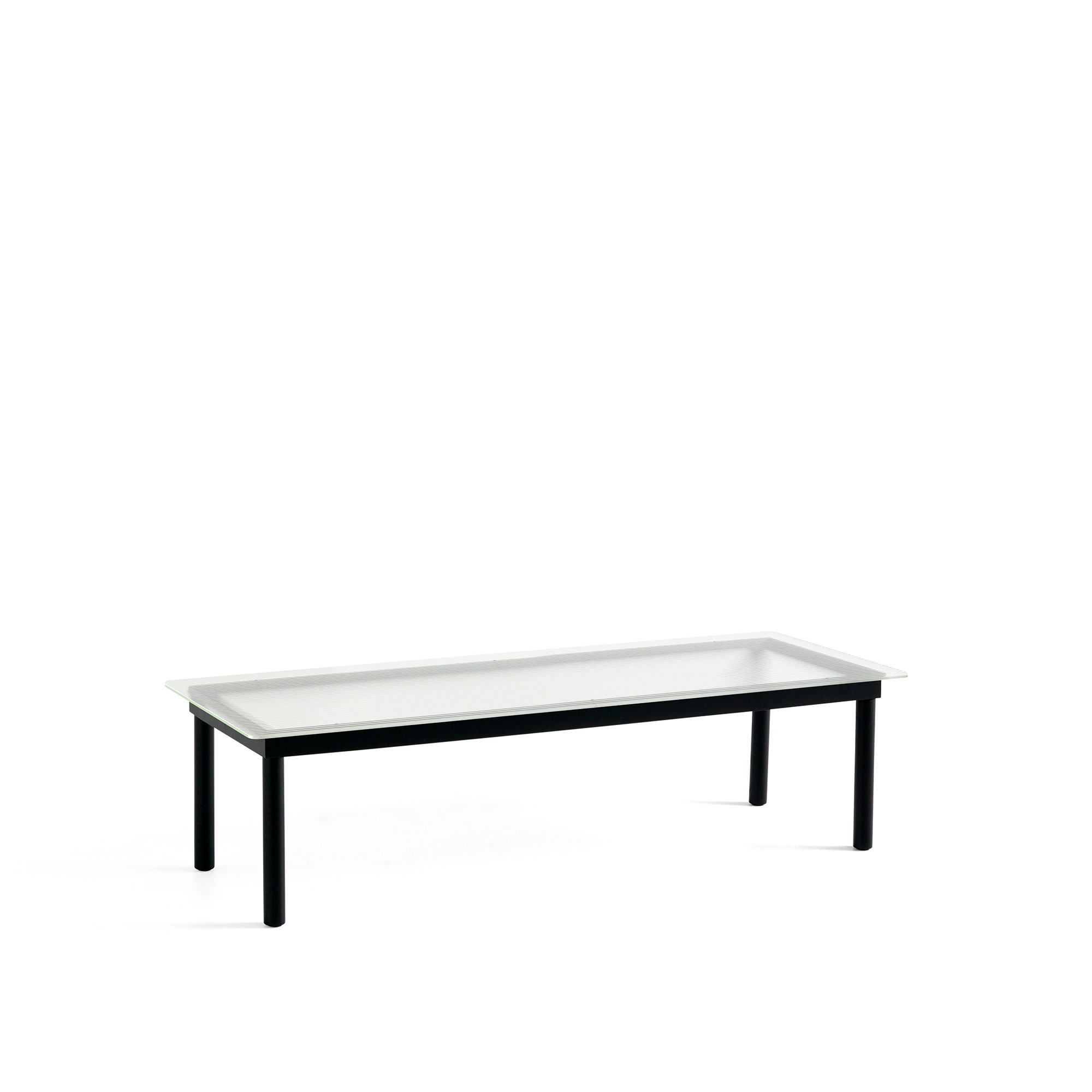 HAY - Kofi Black Water-Based Lacquered Oak Frame W. Clear Reeded Glass Tabletop 140X50 - Soffbord - Martin Solem - Svart - Glas/Trä