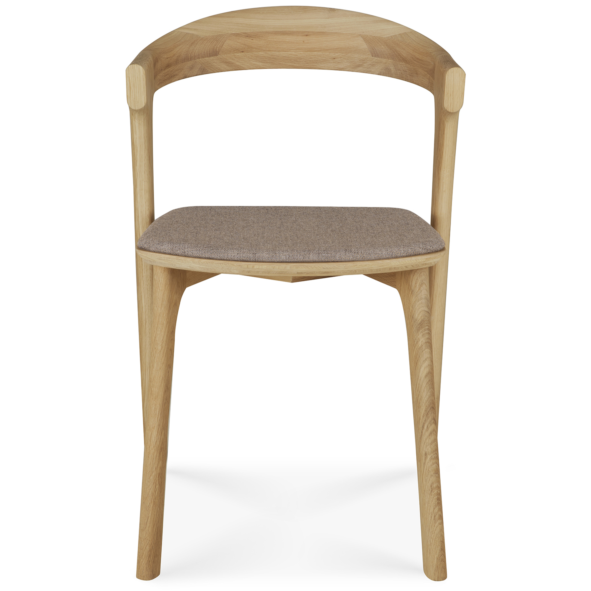 Ethnicraft - Bok Dining Chair Oak Upholstered Warm Grey Fabric - Matstolar - Alain Van Havre - Träfärgad - Trä