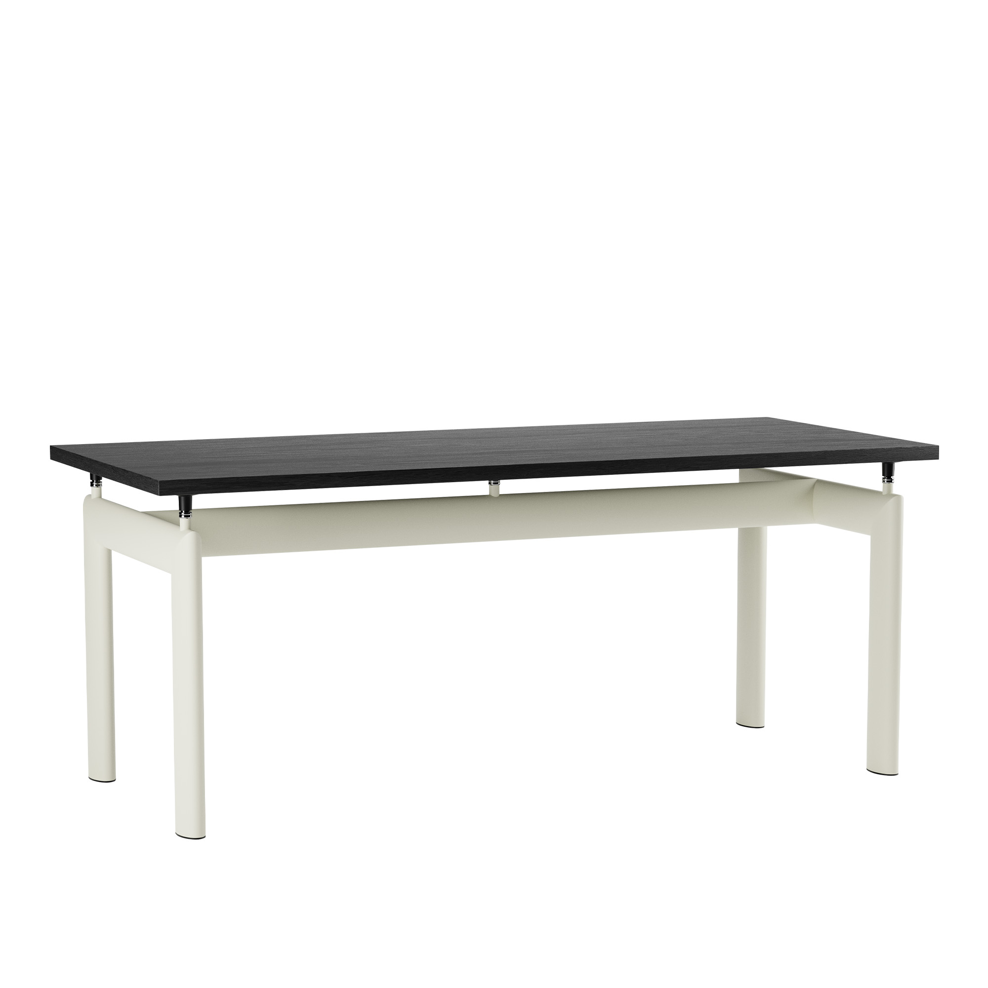 Cassina - LC6 Table, Ivory Enamel Steel Base, Oak Stained Black, 170 X 75 cm - Matbord - designer_charlotte_perriand,designer_le_corbusier,designer_pierre_jeanneret - Svart,Vit - Metall/Trä