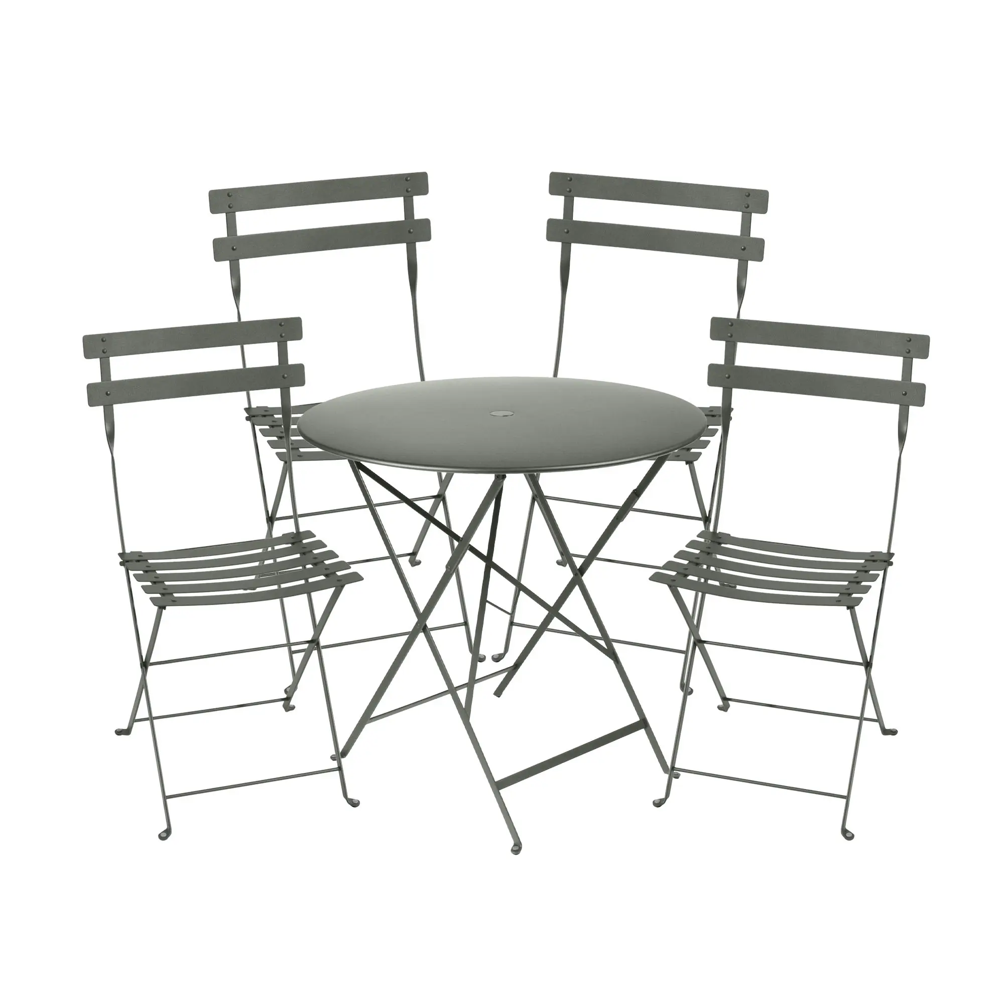 Bistro matgrupp bord 77cm & 4 metall stolar