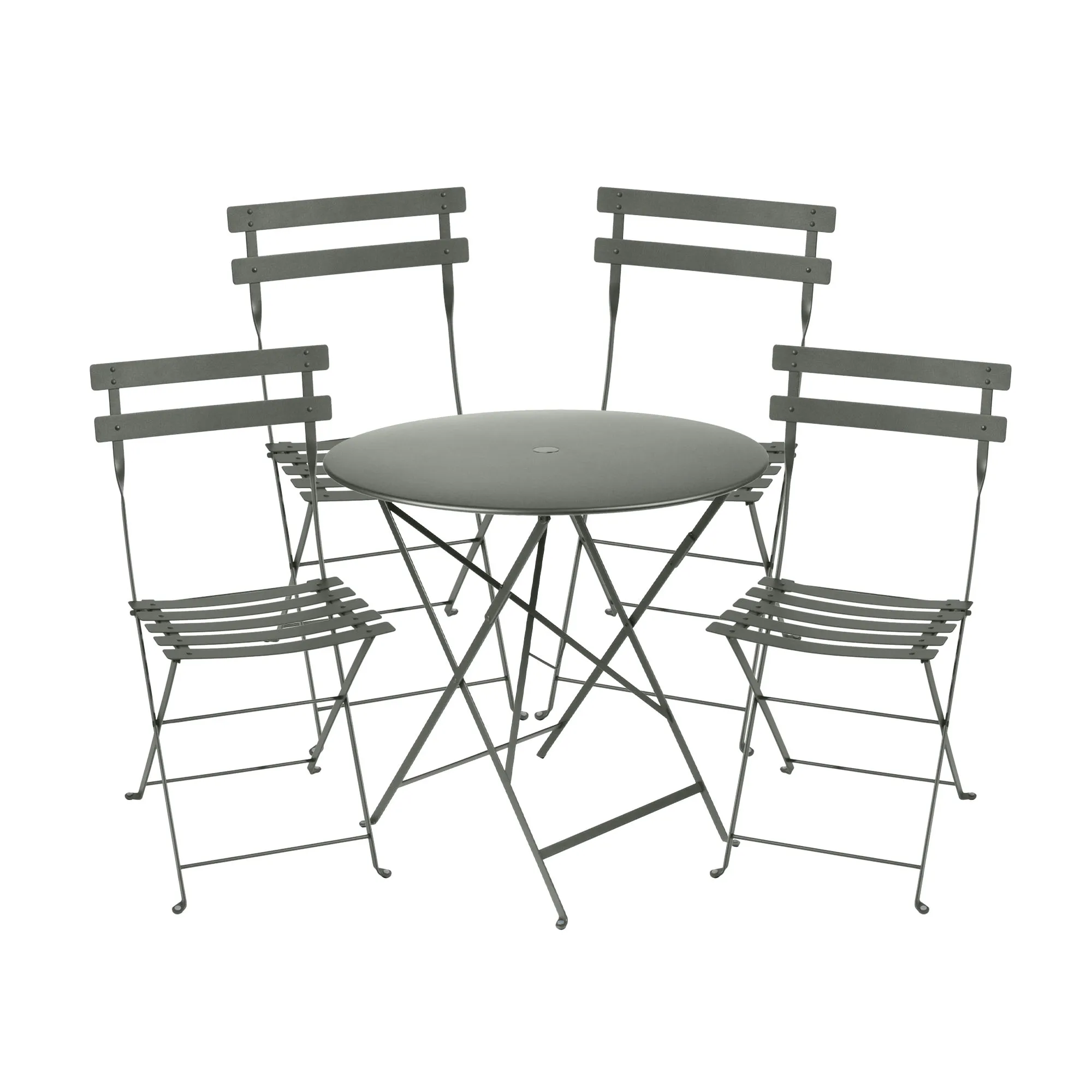 Bistro matgrupp bord 77cm & 4 metall stolar