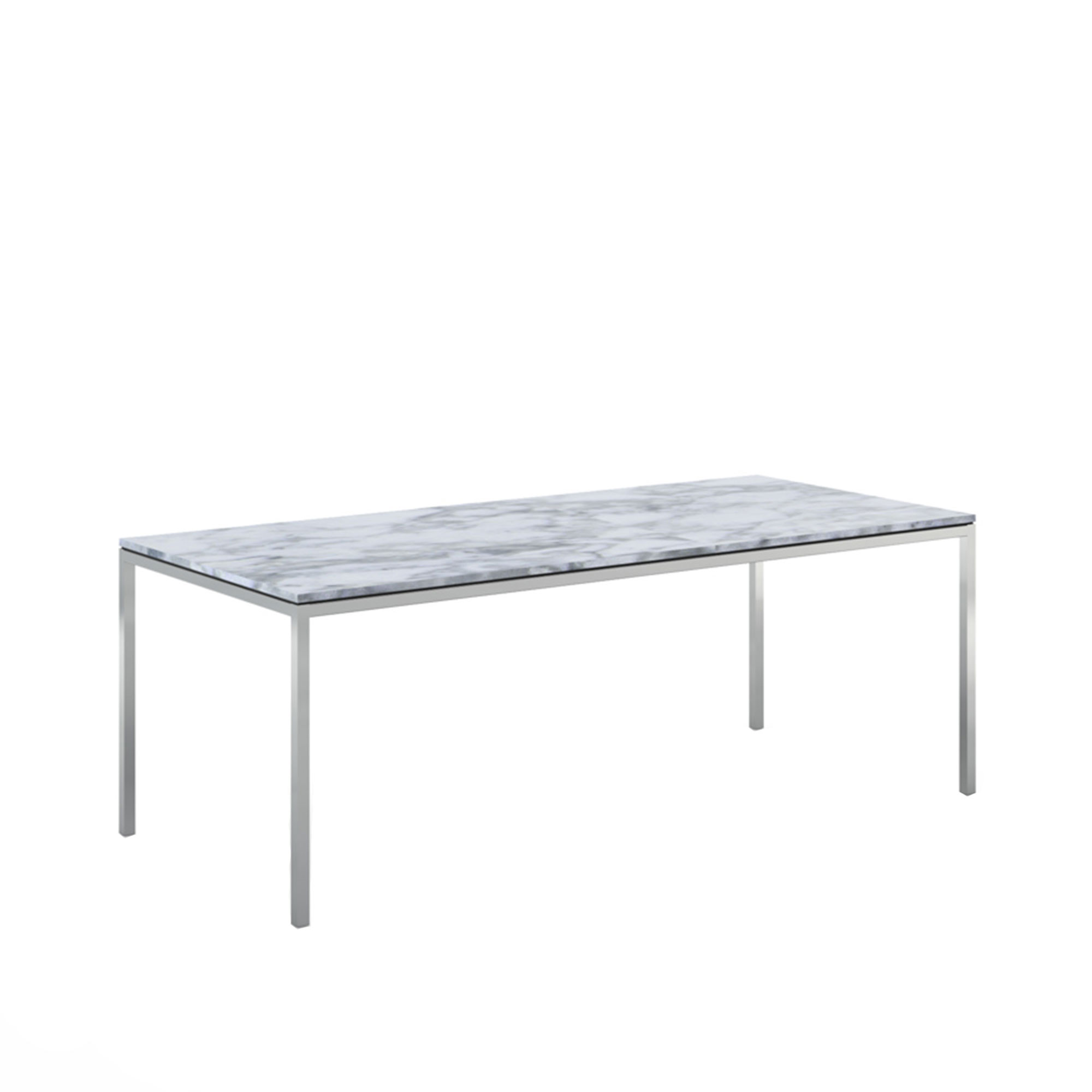 Knoll - Florence Knoll High Table, Rektangulär, 200 x 90 cm, skiva i Statuarietto marmor - Matbord - Florence Knoll - Vit - Metall/Sten | Möbler - Bord - Matbord | Möbelexperten