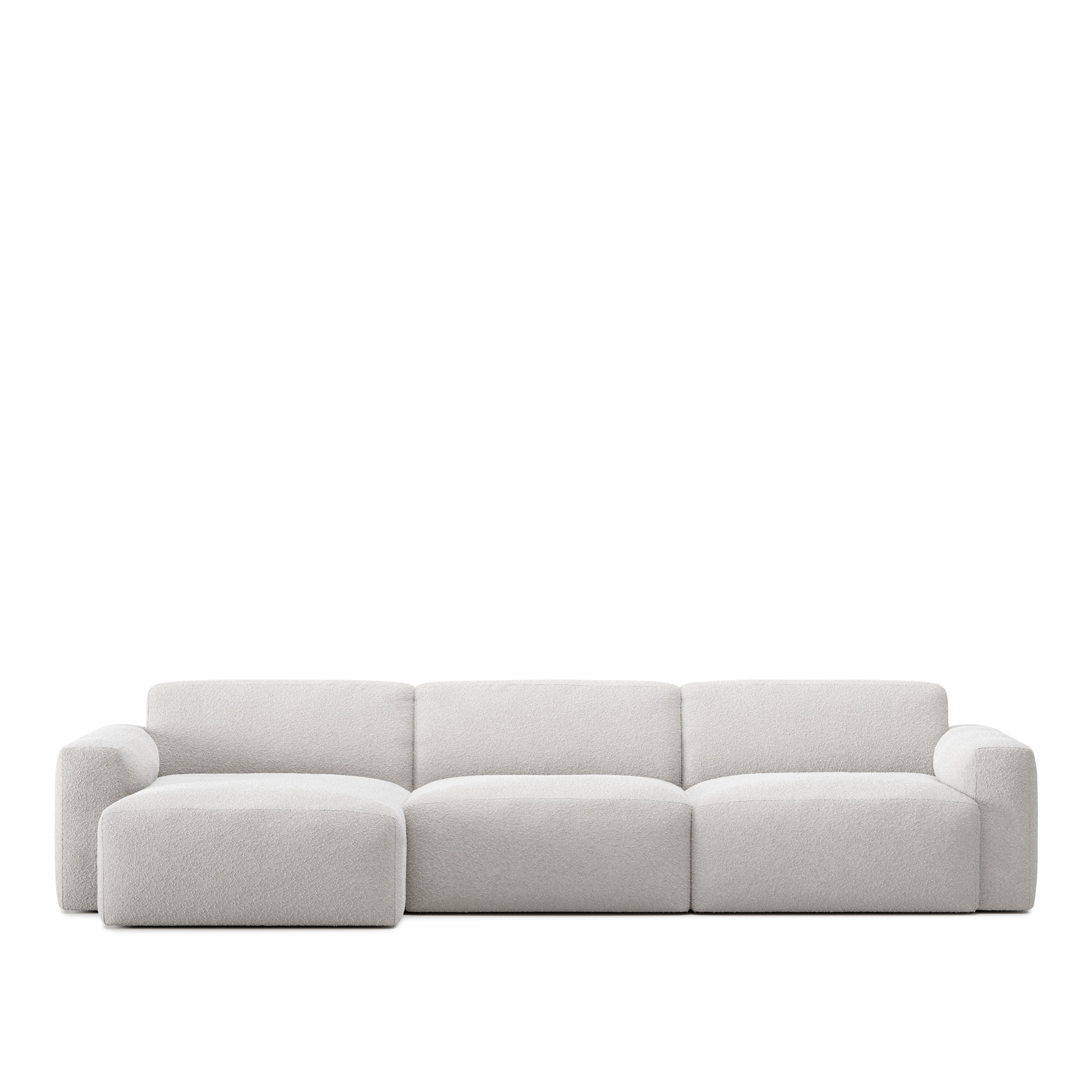 no ga - brick 3-seater chaise lounge left med avtagbar klädsel – ascot white - soffor - vit - dun/metall/trä/textilmaterial