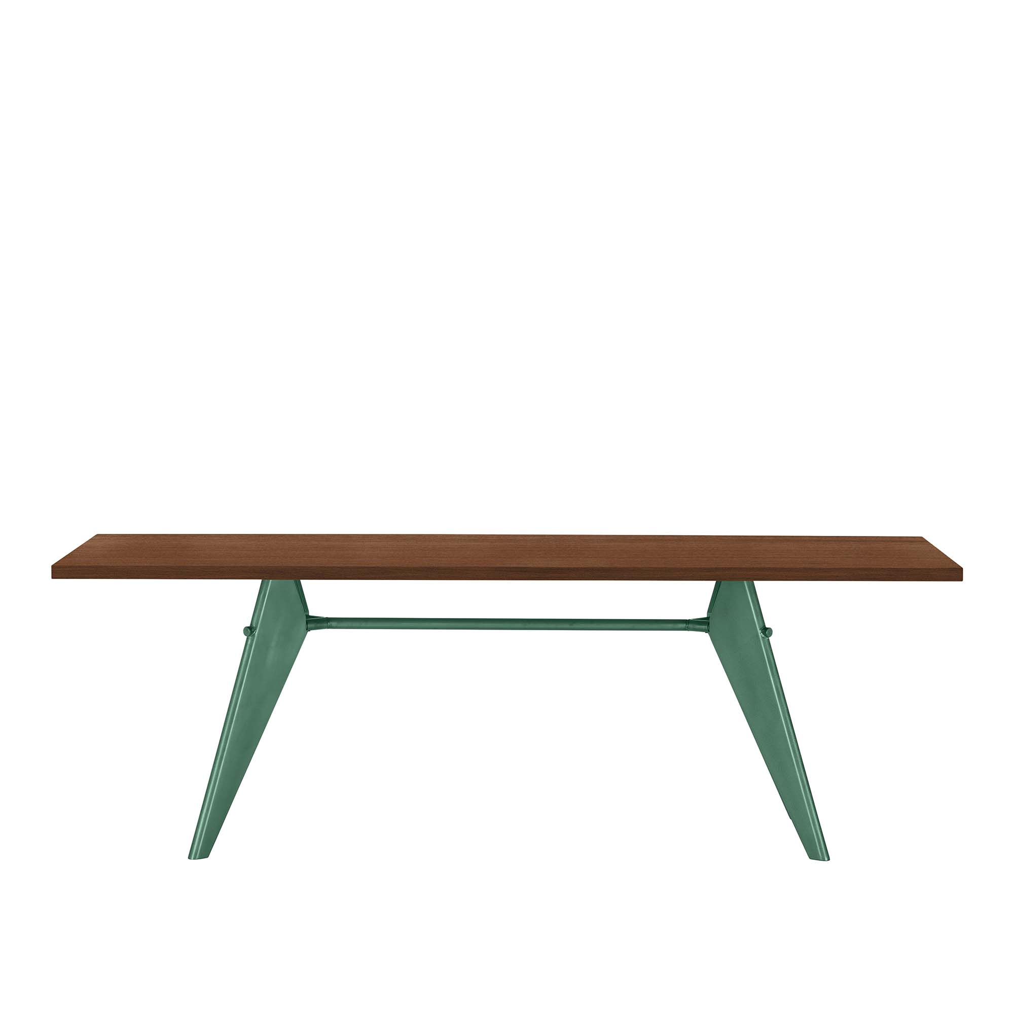 Vitra - EM Table 180, Base Prouvé Blé Vert Solid American Walnut - Matbord - Jean Prouvé - Grön,Brun,Träfärgad - Metall/Trä