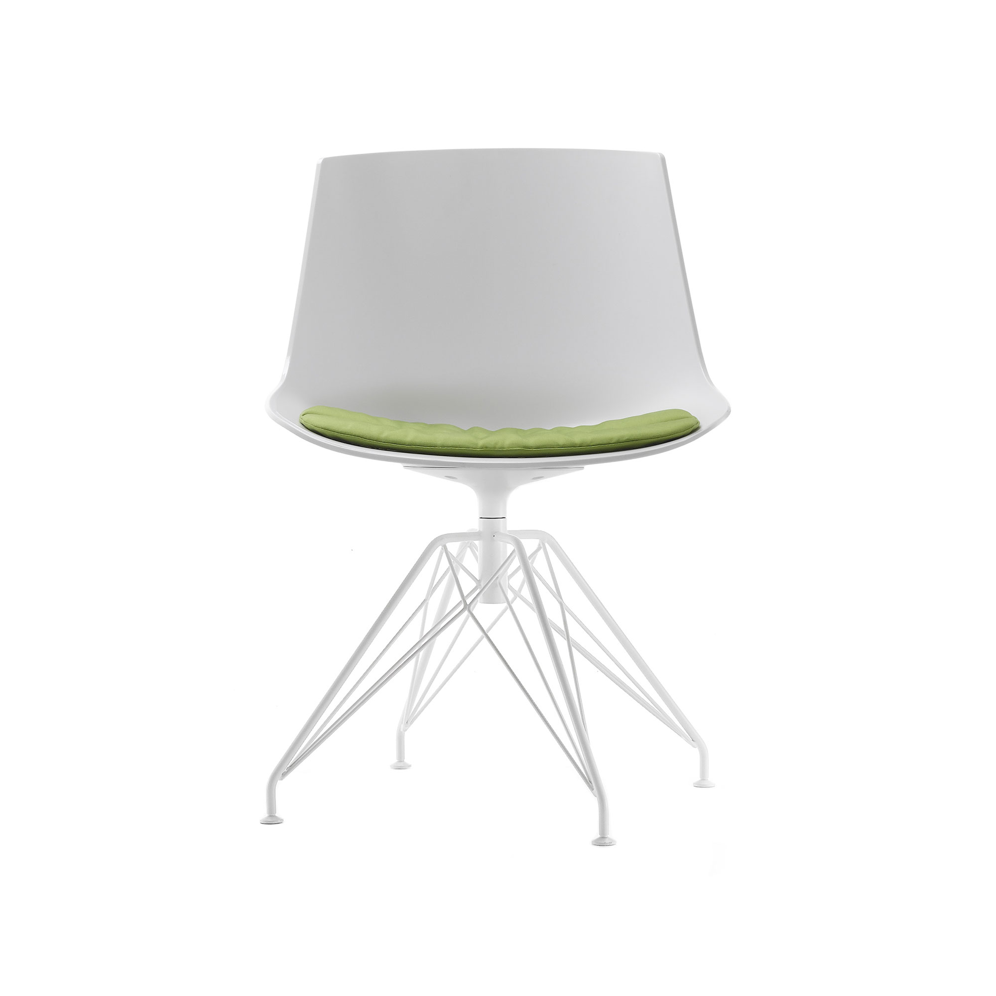 MDF Italia - Flow Chair, White Shell, Matt White Frame, LEM 4-Legged Base - Matstolar - Jean-Marie Massaud - Vit - Metall/Plast