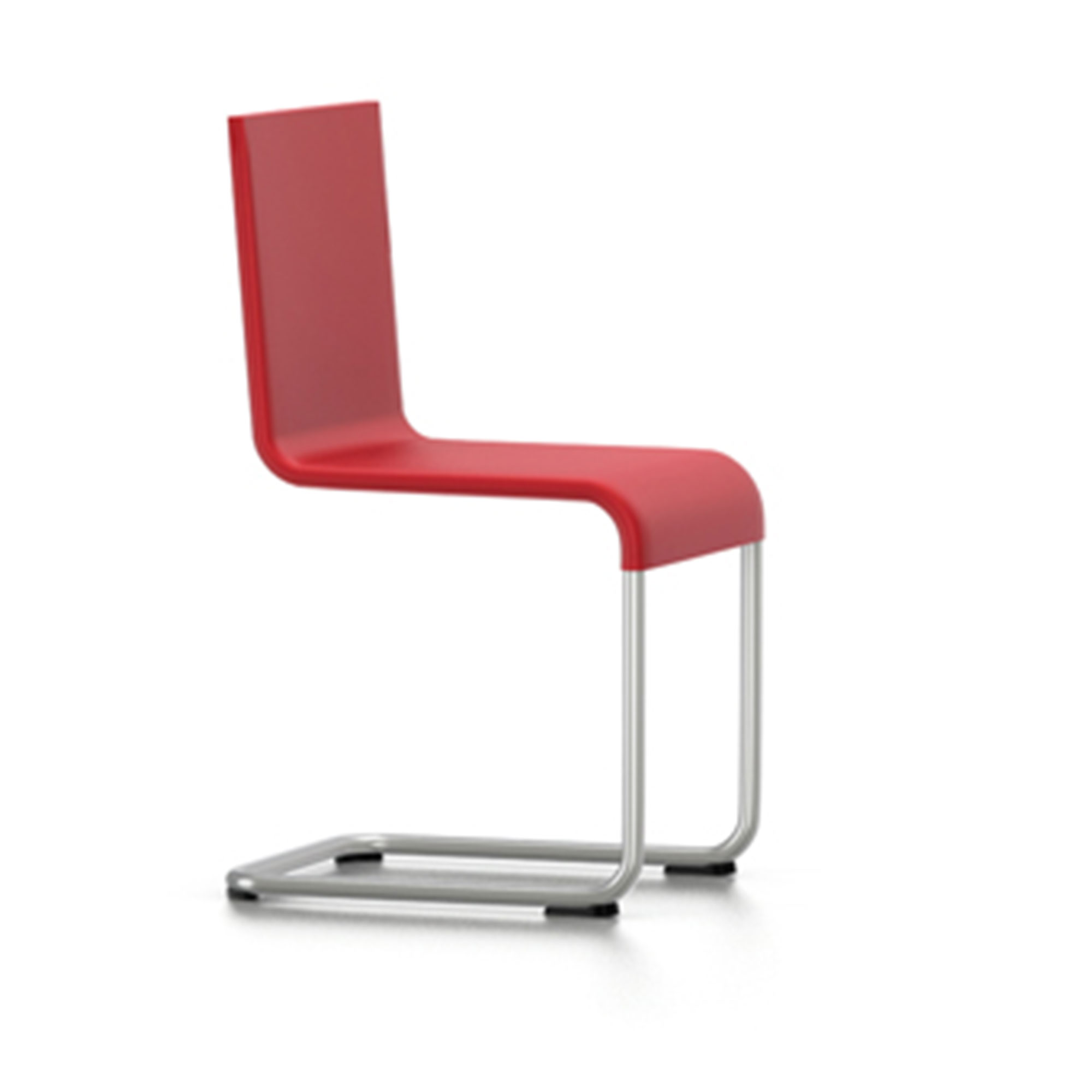 Vitra - .05 Chair, Stacking, Bright Red Shell, Stainless Steel Base, Felt Glides for Hard Floor - Matstolar utomhus - Maarten Van Severen - Röd - Metall/Skum