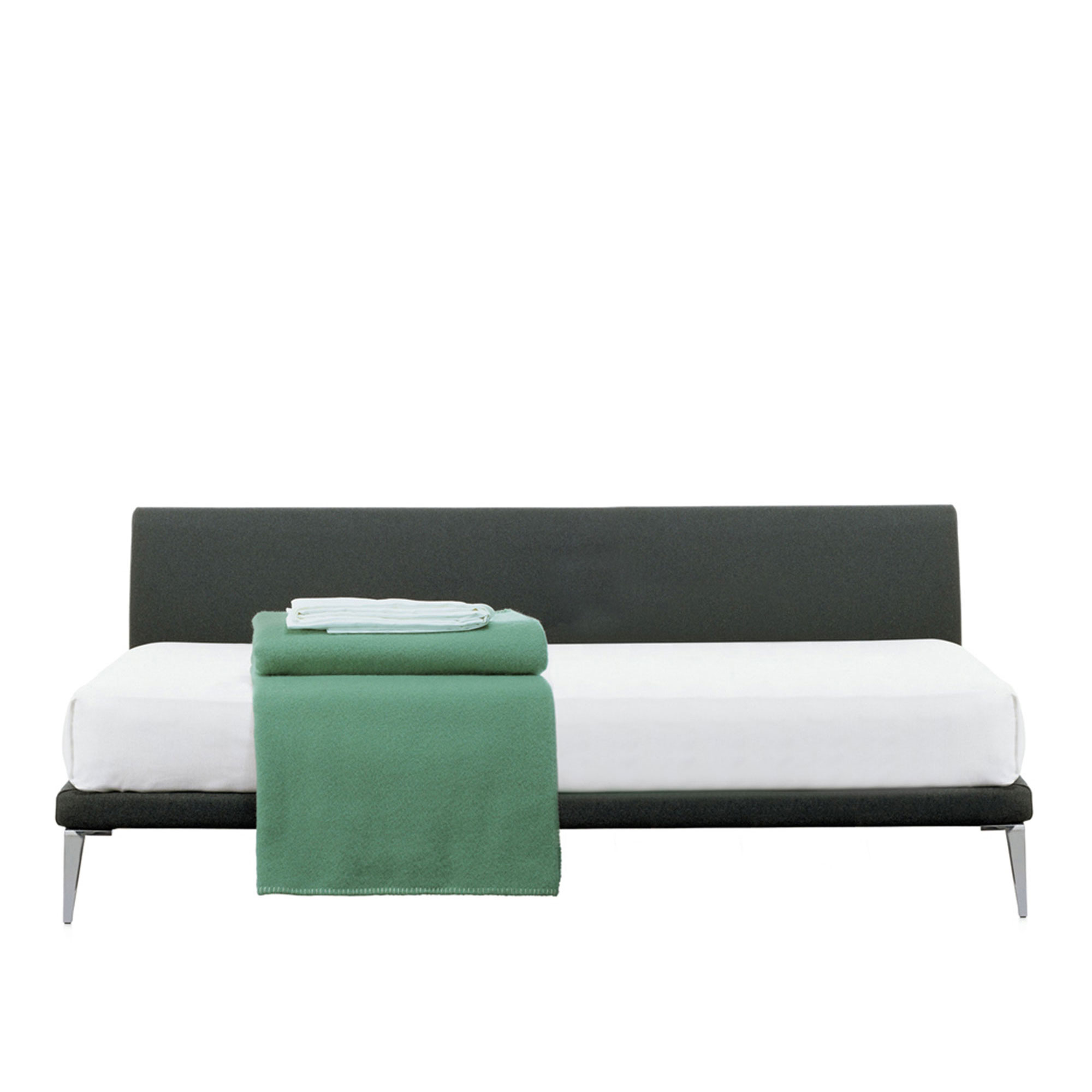 Cappellini - Bed,Massive Fir/Poplar Plywood/MetalFrameStructure, Br: 163 cm, Removable Fabric Cat. E, Master 6419, Polish Natural Aluminium Base, Excl. Mattress - Sängar - Jasper Morrison - Brun
