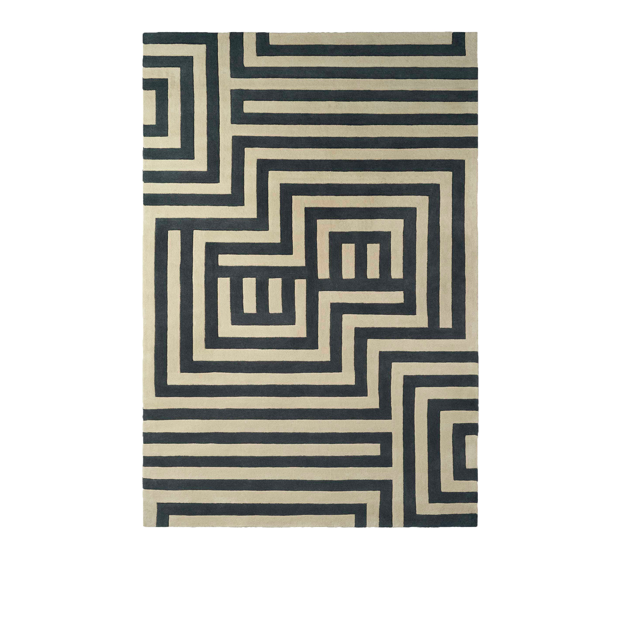 Dusty Deco - Wool Labyrinth Grey 200 X 300 - Mönstrade mattor - Edin & Lina Kjellvertz - Beige,Grå