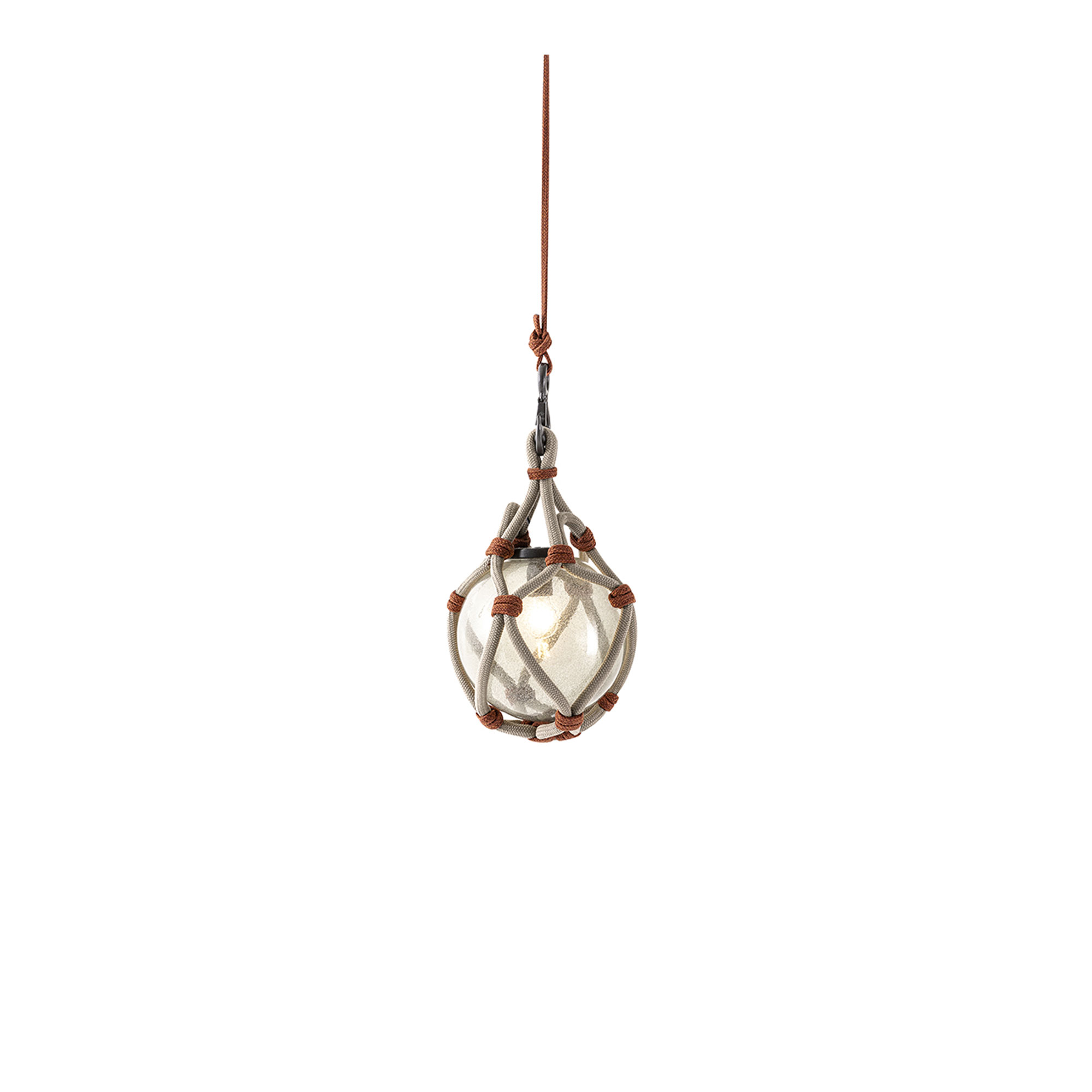 Cassina - 094 Bollicosa Nautilus Pendant Lamp Ø30 cm Outdoor, Neutral Rope/Rust Knots Pink Glass, Outdoor - Taklampor utomhus - Rosa