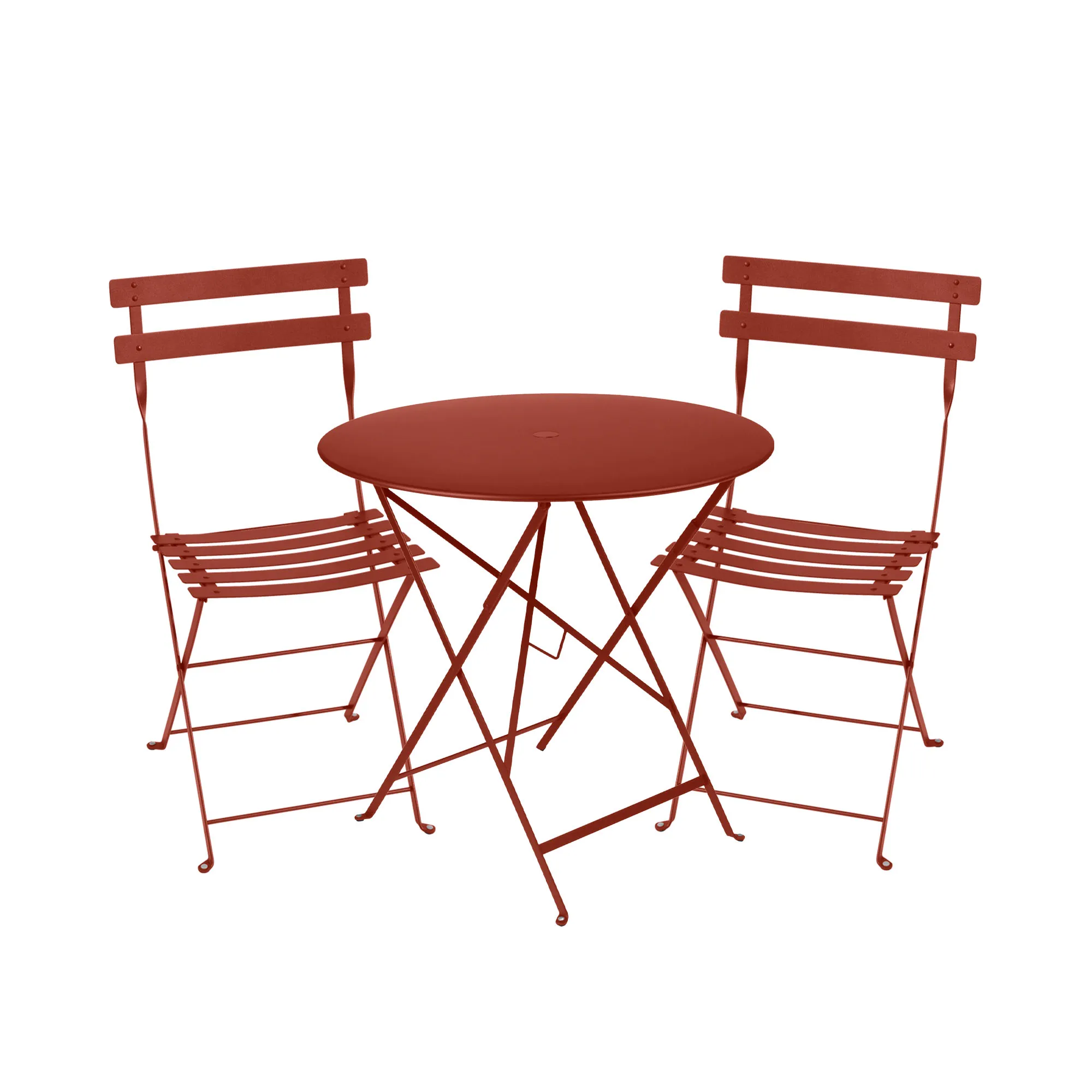 Bistro matgrupp bord 77cm & 2 metall stolar