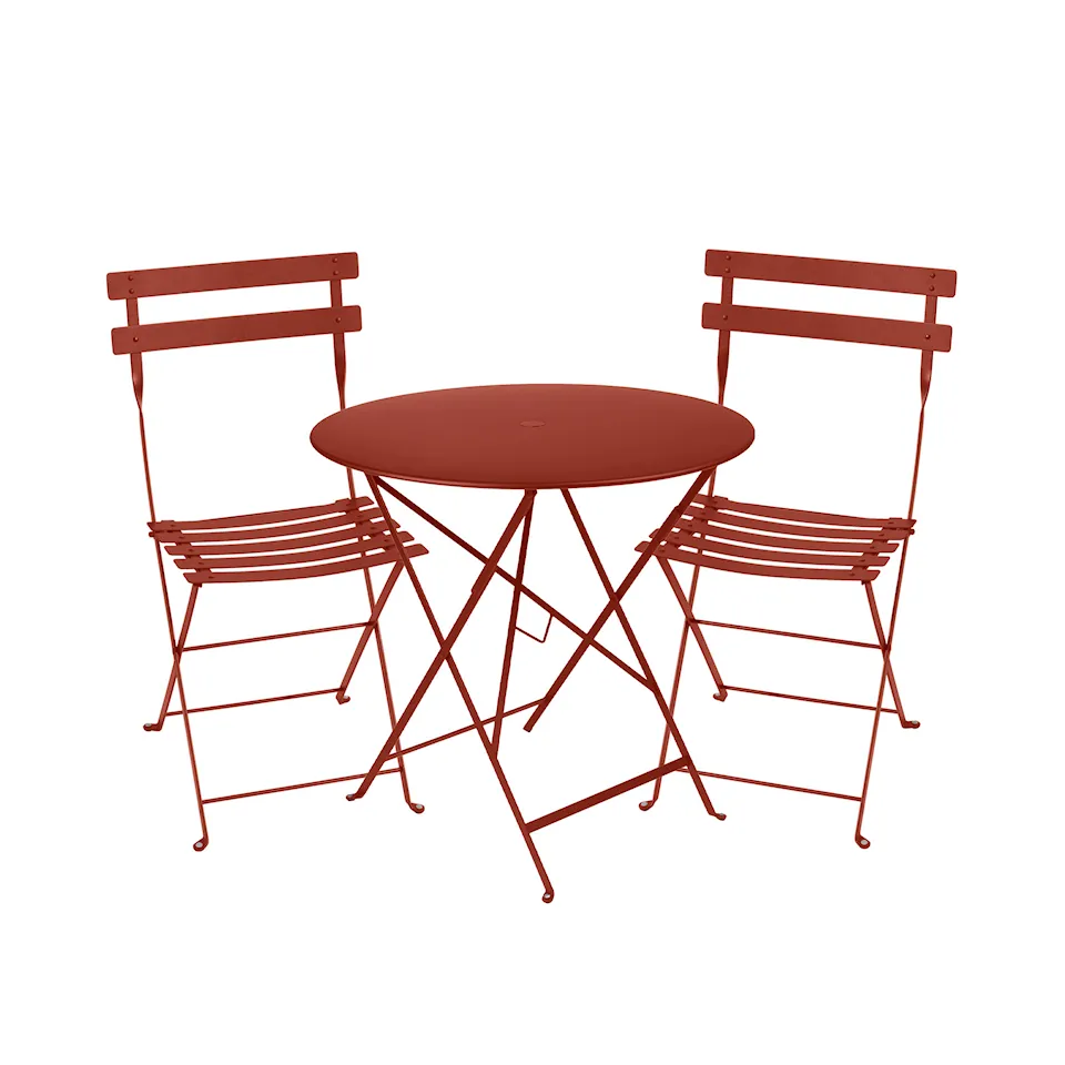 Bistro matgrupp bord 77cm & 2 metall stolar