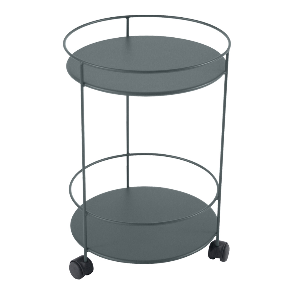 Fermob - Guinguette Side Wheeled Table With Solid Double Top Storm Grey 26 - Småbord & Sidobord utomhus - Grå - Metall