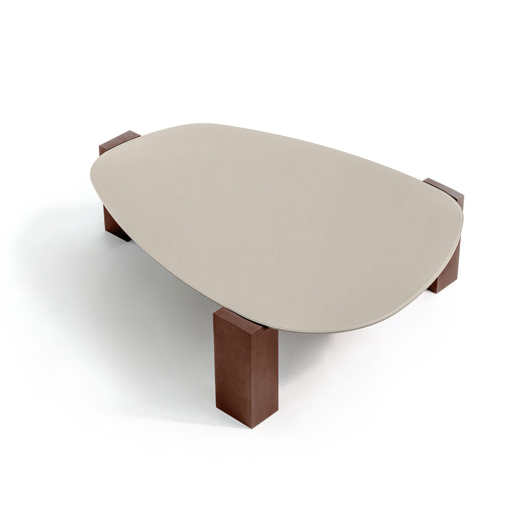 Moroso - Gogan Table 127, Glass Top Sand,Base Oak, Caffè - Sofabord - Patricia Urquiola - Beige - Glass/Tre
