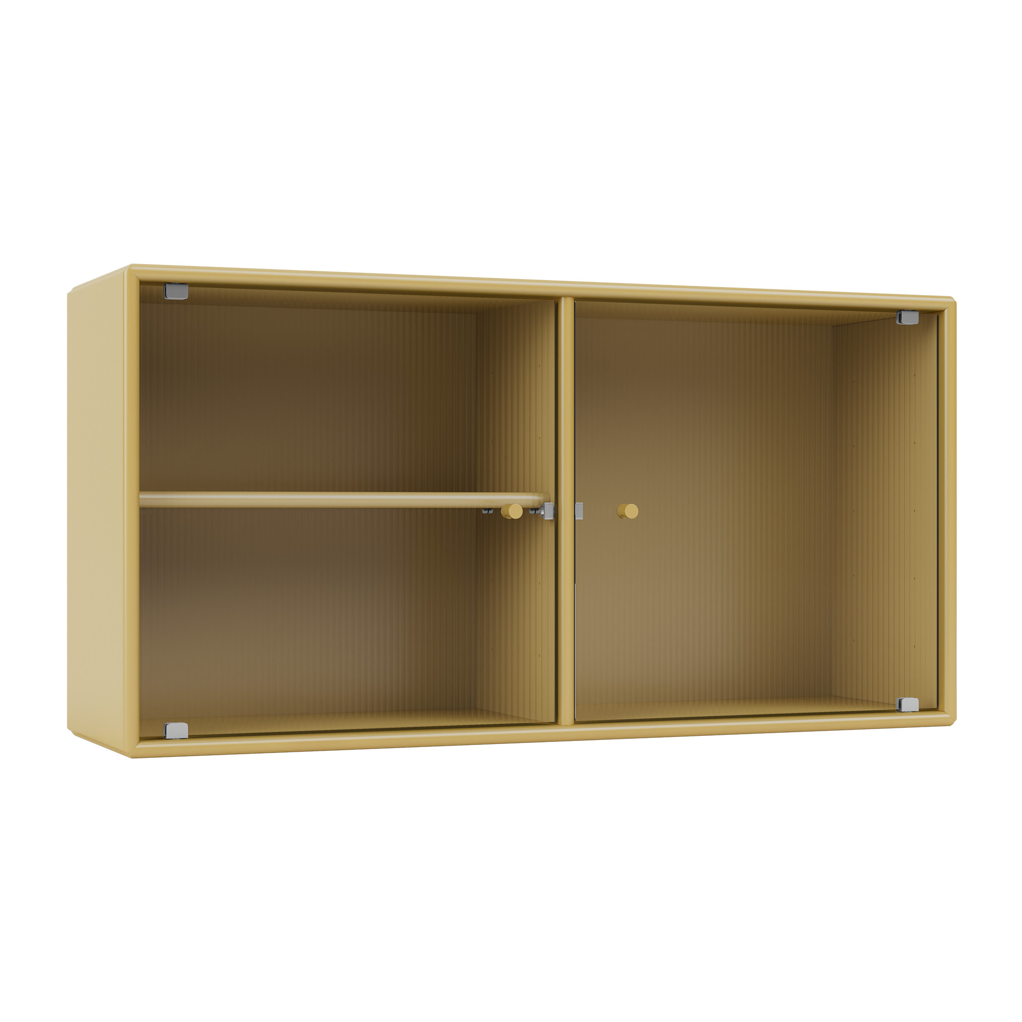 montana - ripple i vitrine cabinet 157-cumin 04 suspension rails - skåp och vitrinskåp - peter j. lassen - gul - glas/trä