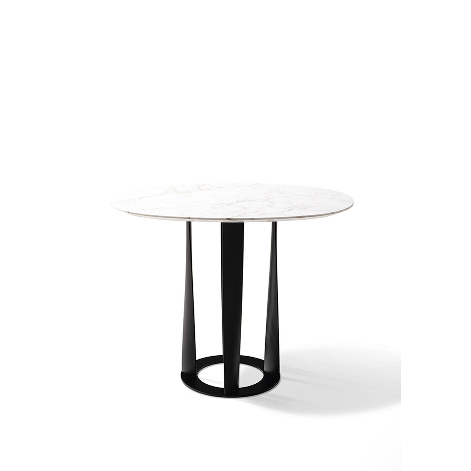 Cassina - 476 Boboli Round Low Table Ø90, Mat Black Painted, Calacatta Marble, Mat - Sofabord - Rodolfo Dordoni - Hvit - Metall/Stein