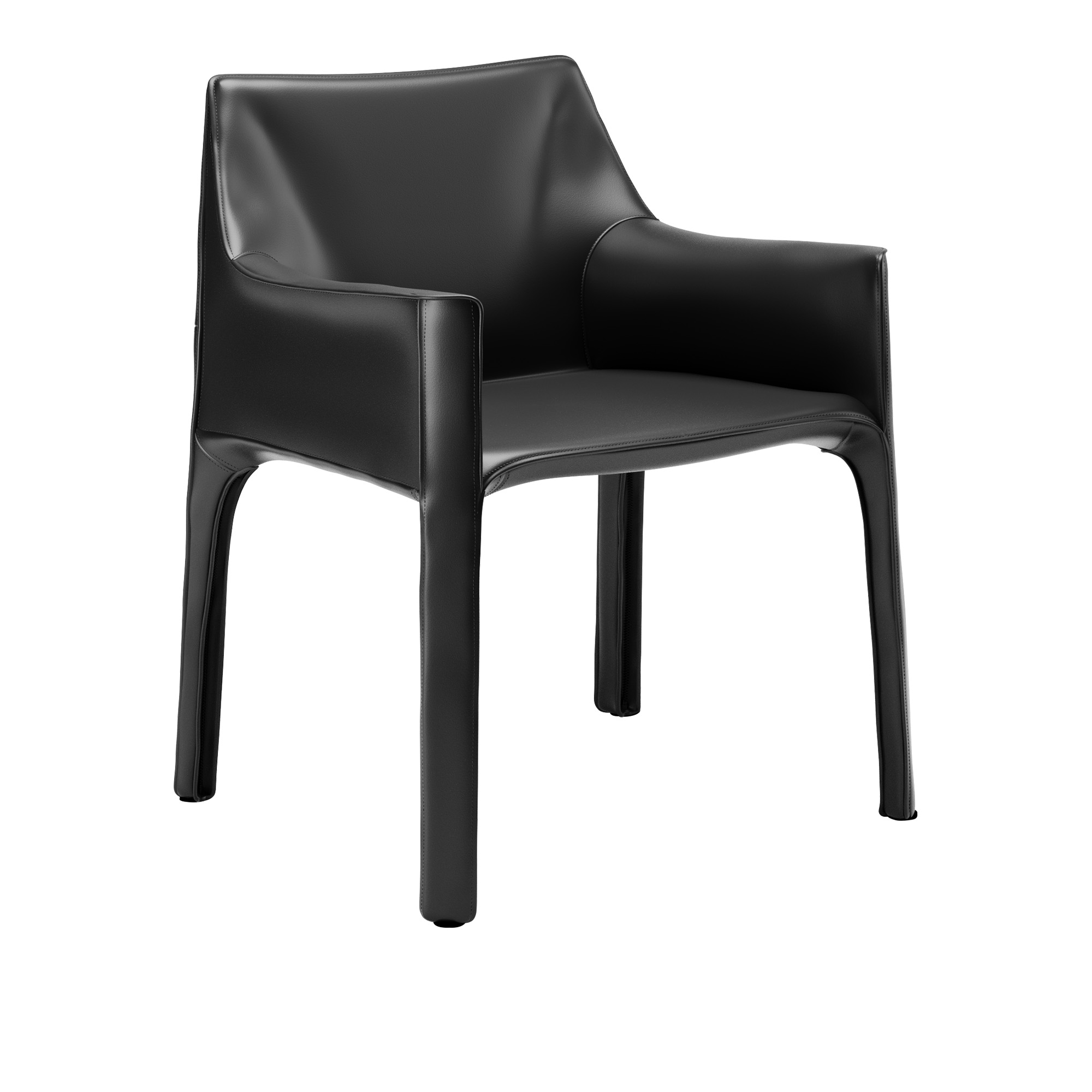 Cassina - 413 Cab, Sadelläder Black - Spisestoler - Mario Bellini - Svart - Lær/Metall