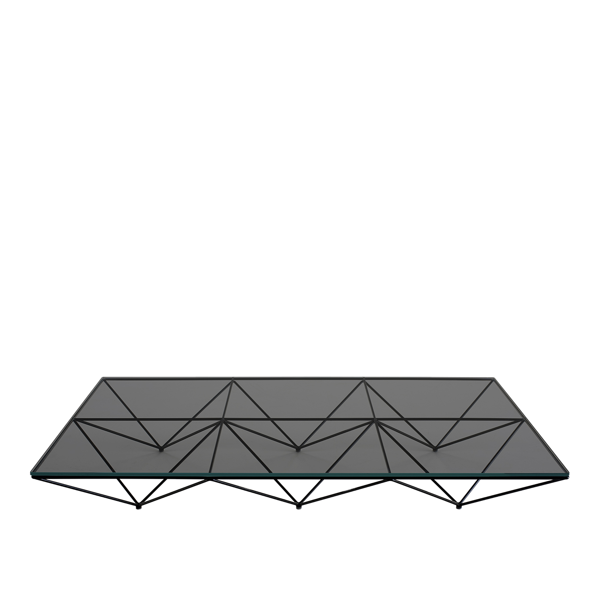 B&B Italia - Alanda Square Small Table, Smoky Glass, Length 180 cm - Sofabord - Paolo Piva - Gjennomsiktig,Svart - Glass/Metall
