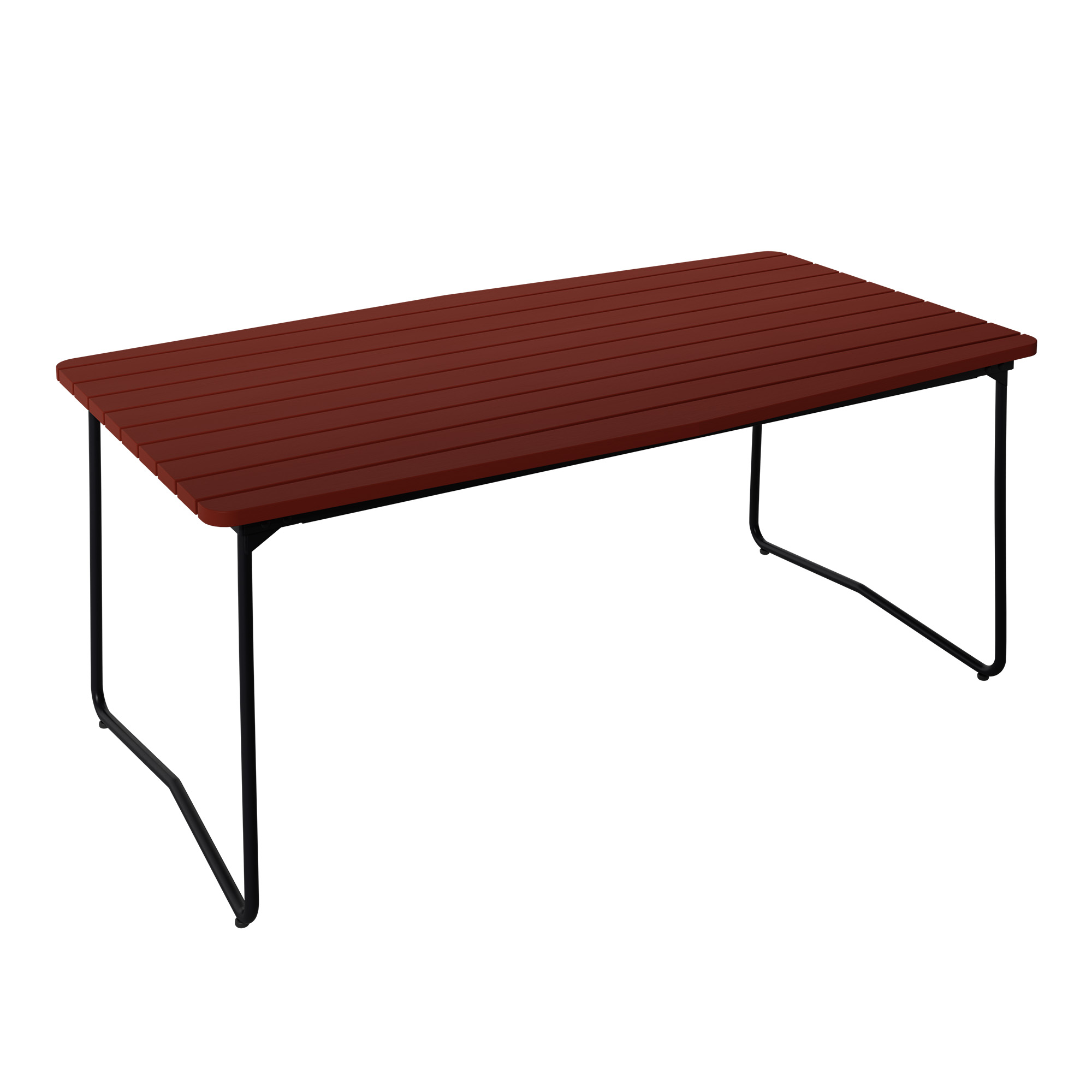 Grythyttan Stålmöbler - Table B31 170x92 cm Svart stativ Mörk röd ek - Matbord utomhus - Träfärgad - Metall/Trä | Utemöbler - Utebord - Matbord Utomhus | Möbelexperten