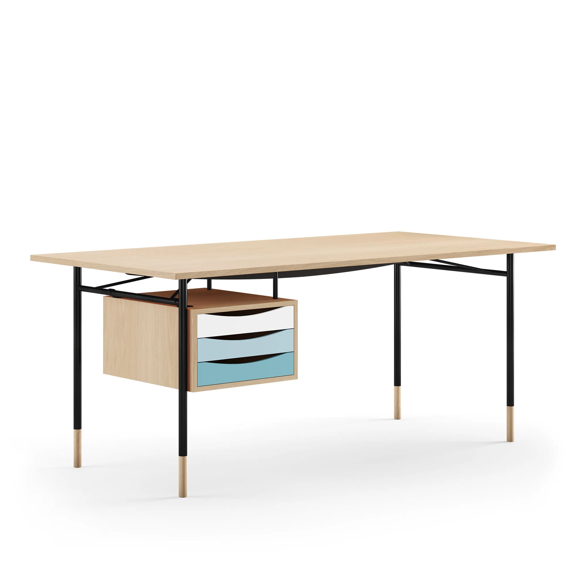 Nyhavn skrivbord 190 cm Cold med lådor Black