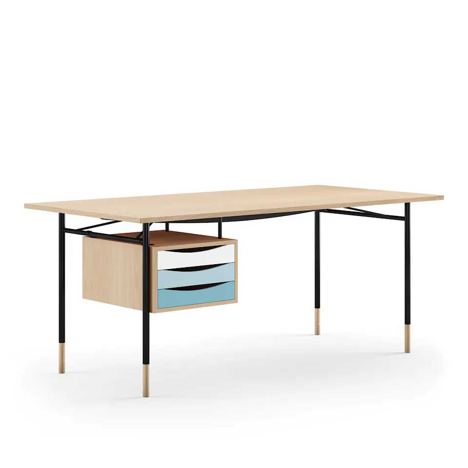Nyhavn skrivbord 190 cm Cold med lådor Black