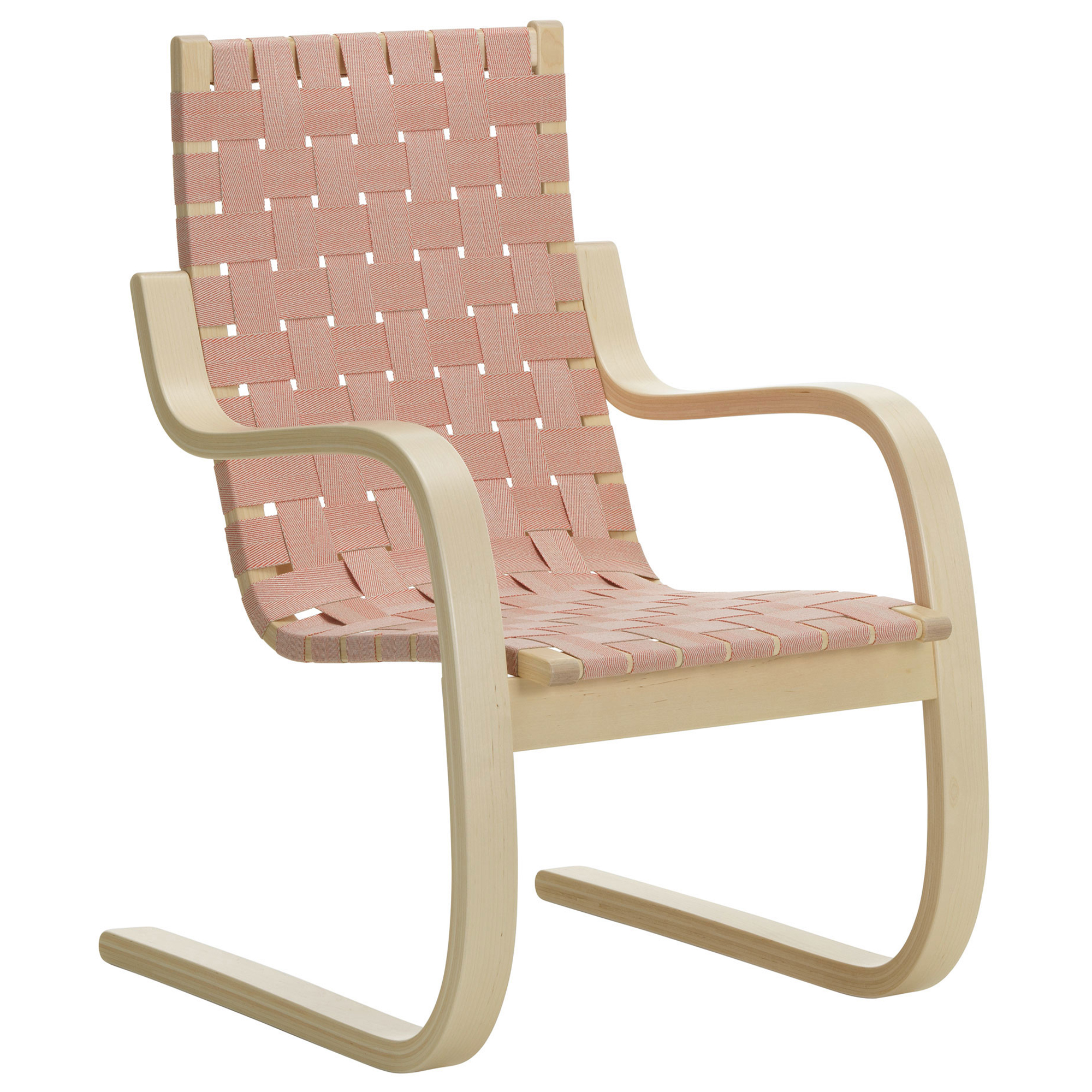 Artek - Armchair 406 Natural Red - F&aring;t&ouml;ljer - Alvar Aalto - Rosa - Tr&auml;/Textilmaterial
