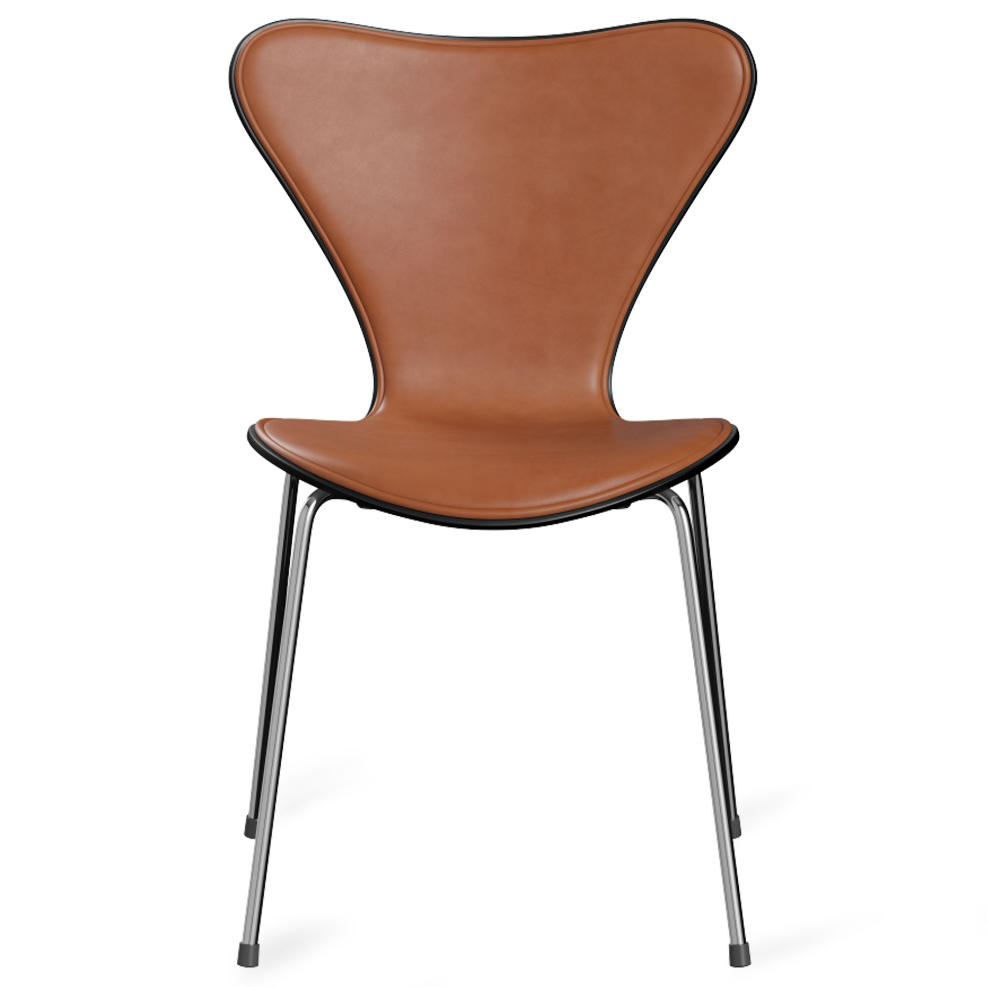 Fritz Hansen - Sjuan 3107 stol frontkl&auml;dd chrome / grace walnut / black - Matstolar - Arne Jacobsen - Brun - L&auml;der/Metall/Tr&auml;