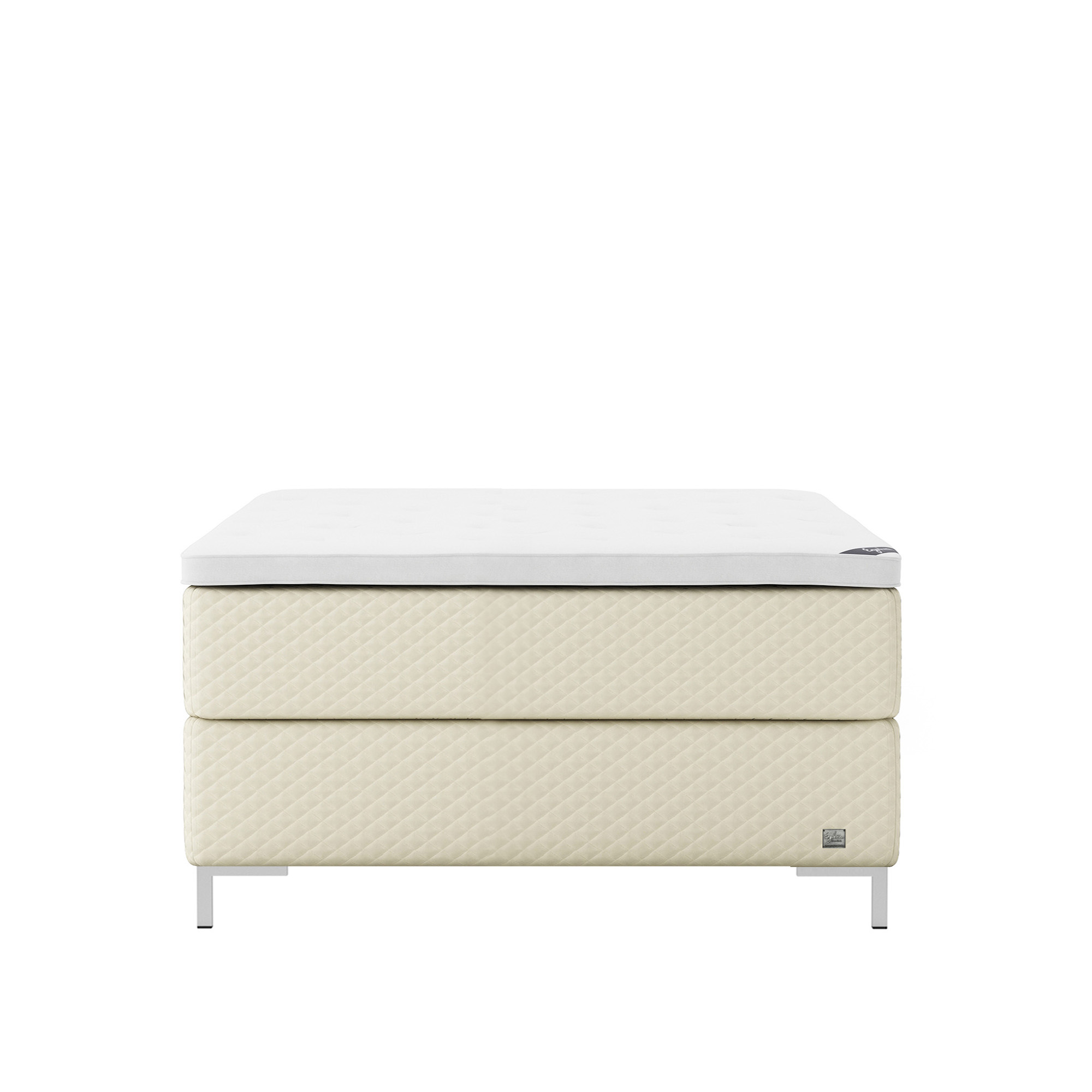 englesson - impression kontinental medium 140wx200l pearl dubbelsäng, sängben borstad aluminium 12 cm, bäddmadrass sense plus - sängar - beige