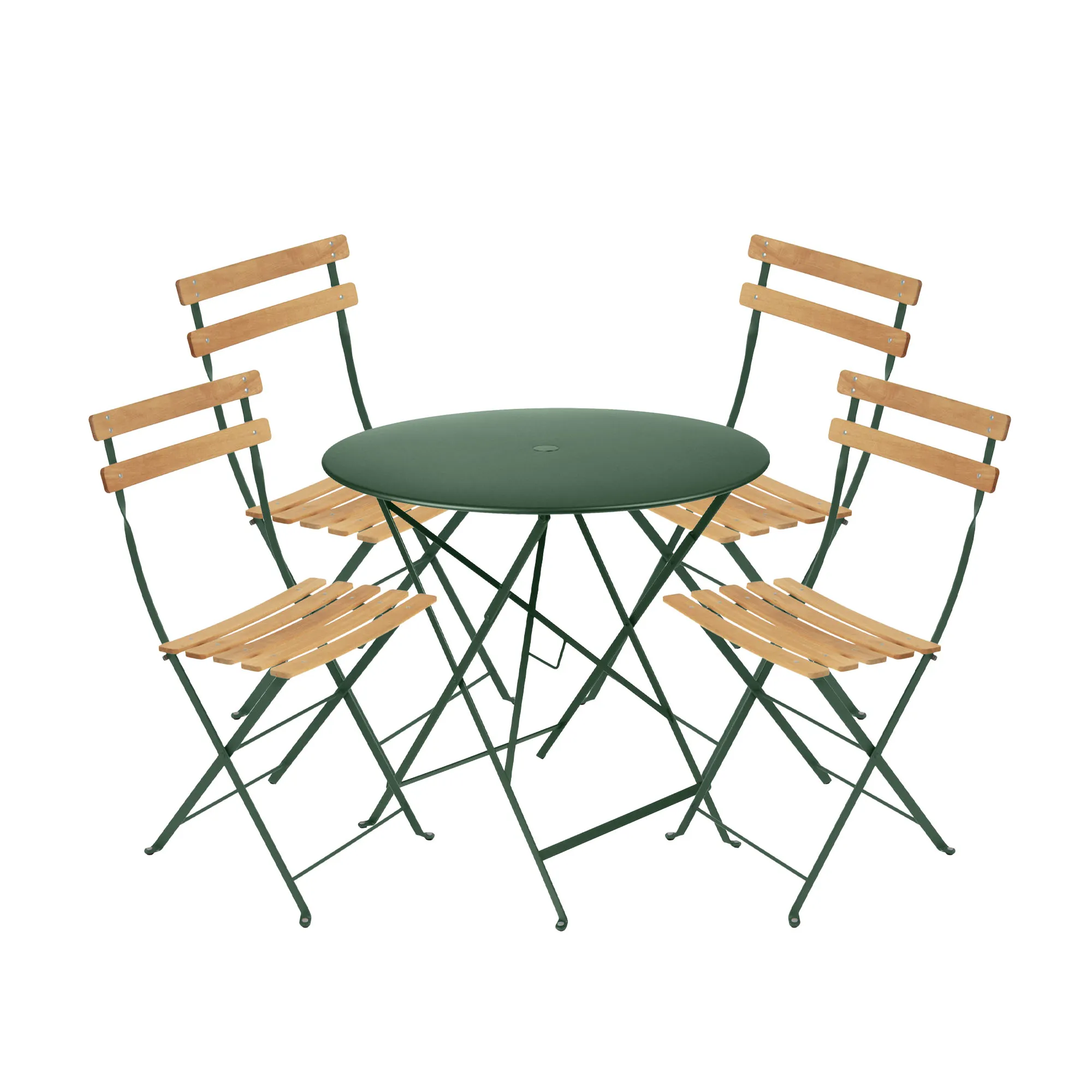 Bistro matgrupp bord 77cm & 4 trä stolar
