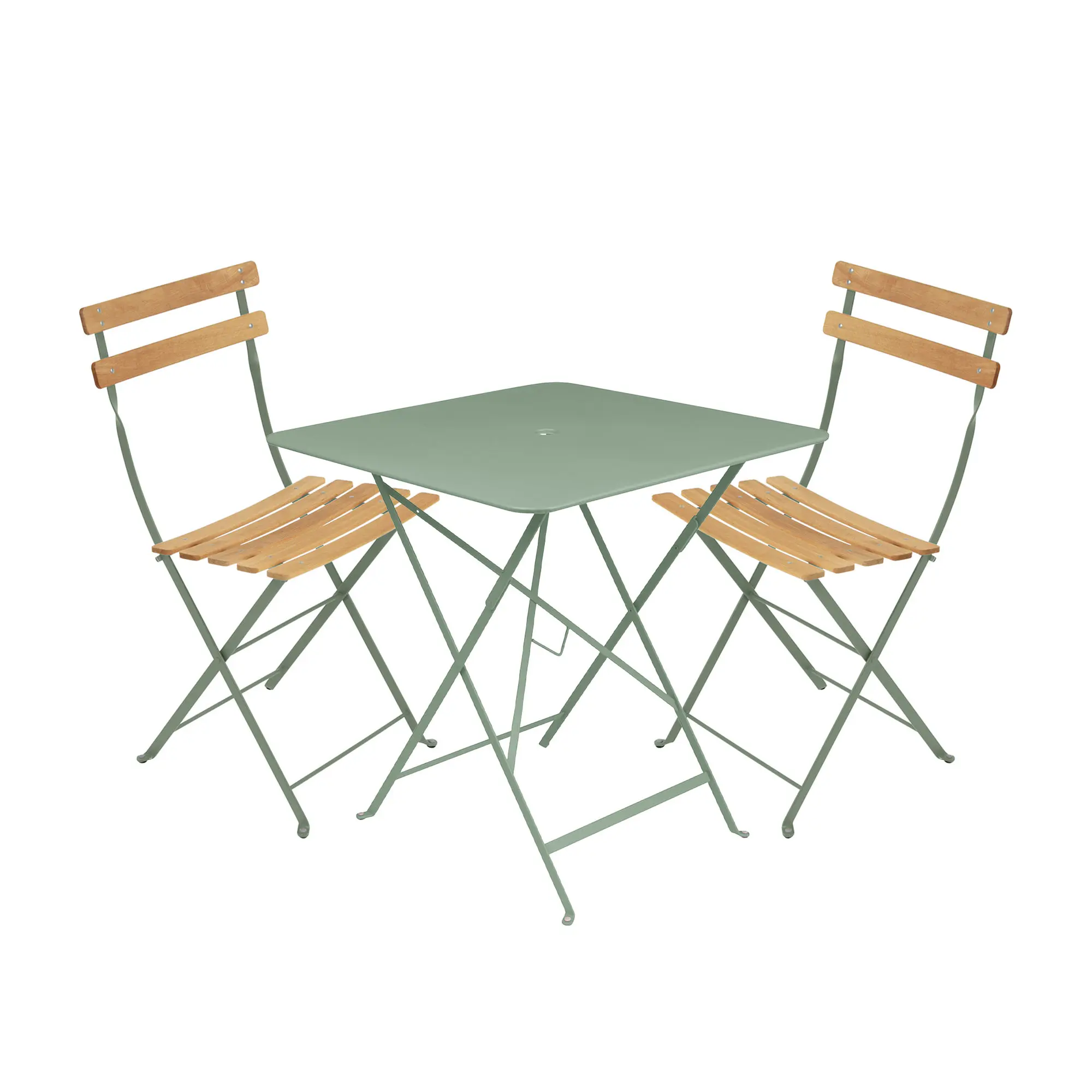 Bistro matgrupp bord 71cm & 2 trä stolar