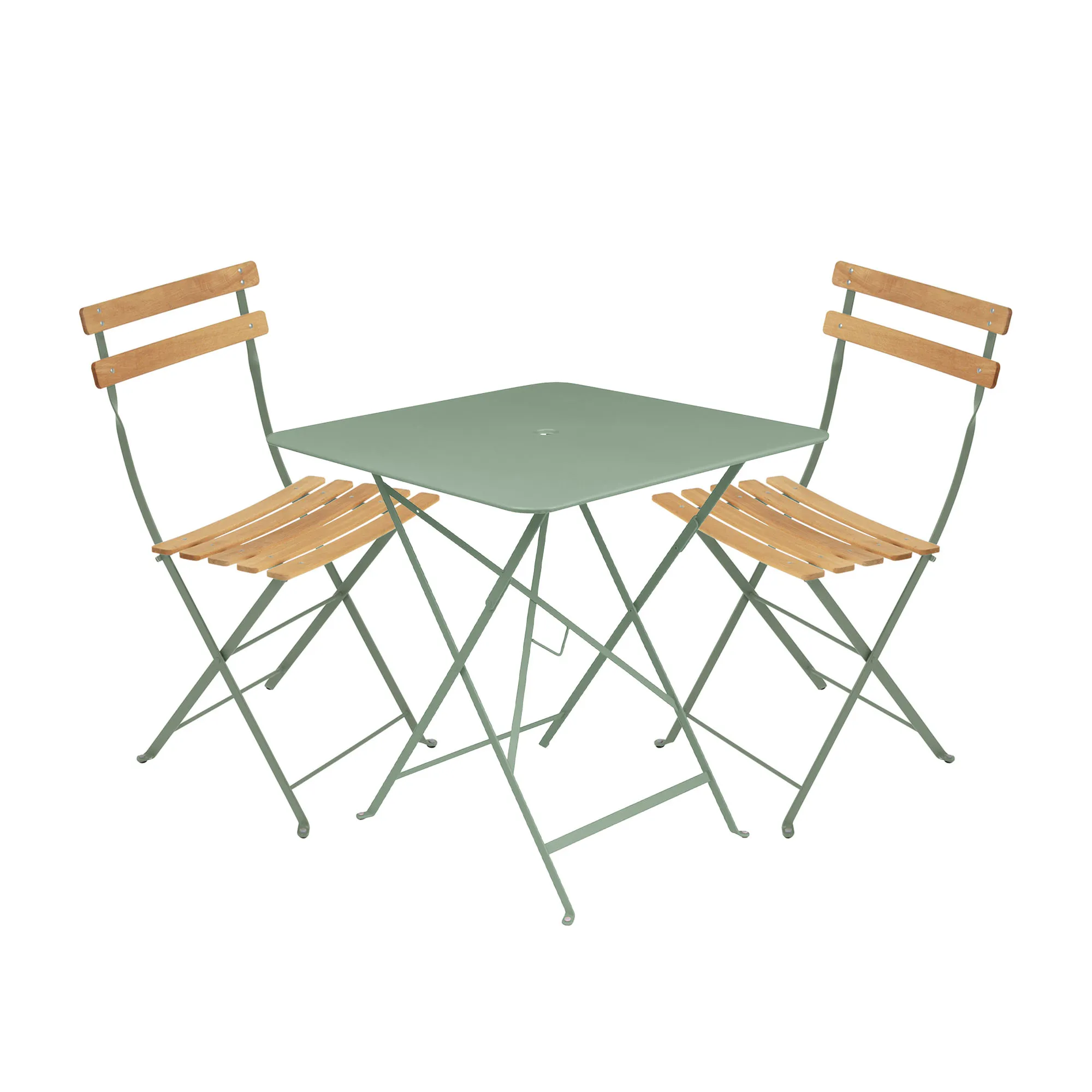 Bistro matgrupp bord 71cm & 2 trä stolar