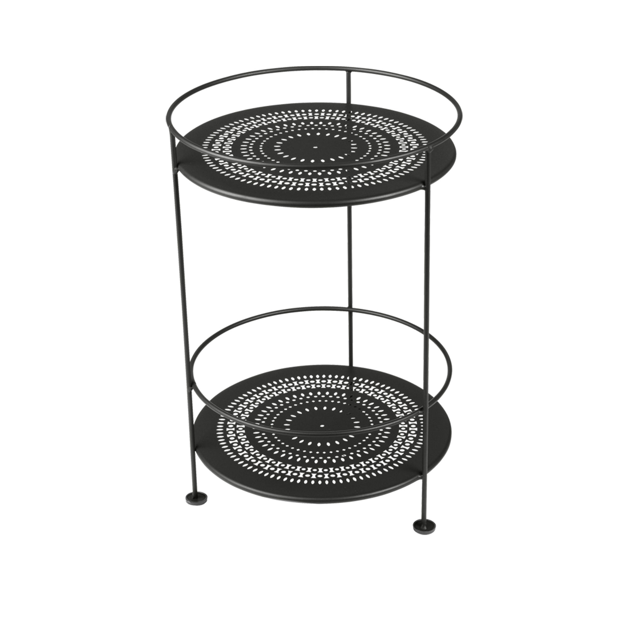 Fermob - Guinguette Pedestal Table Perforerad Top, Liquorice - Småbord & Sidobord utomhus - Svart - Metall