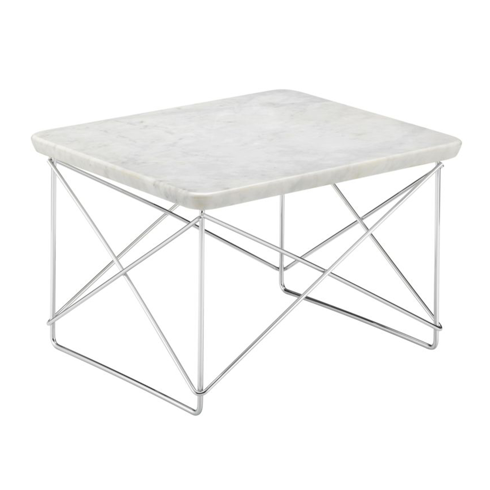 Vitra - Occasional Table LTR Marble, Chrome Plated Base - Småbord & sidobord - Charles & Ray Eames - Vit - Metall/Sten