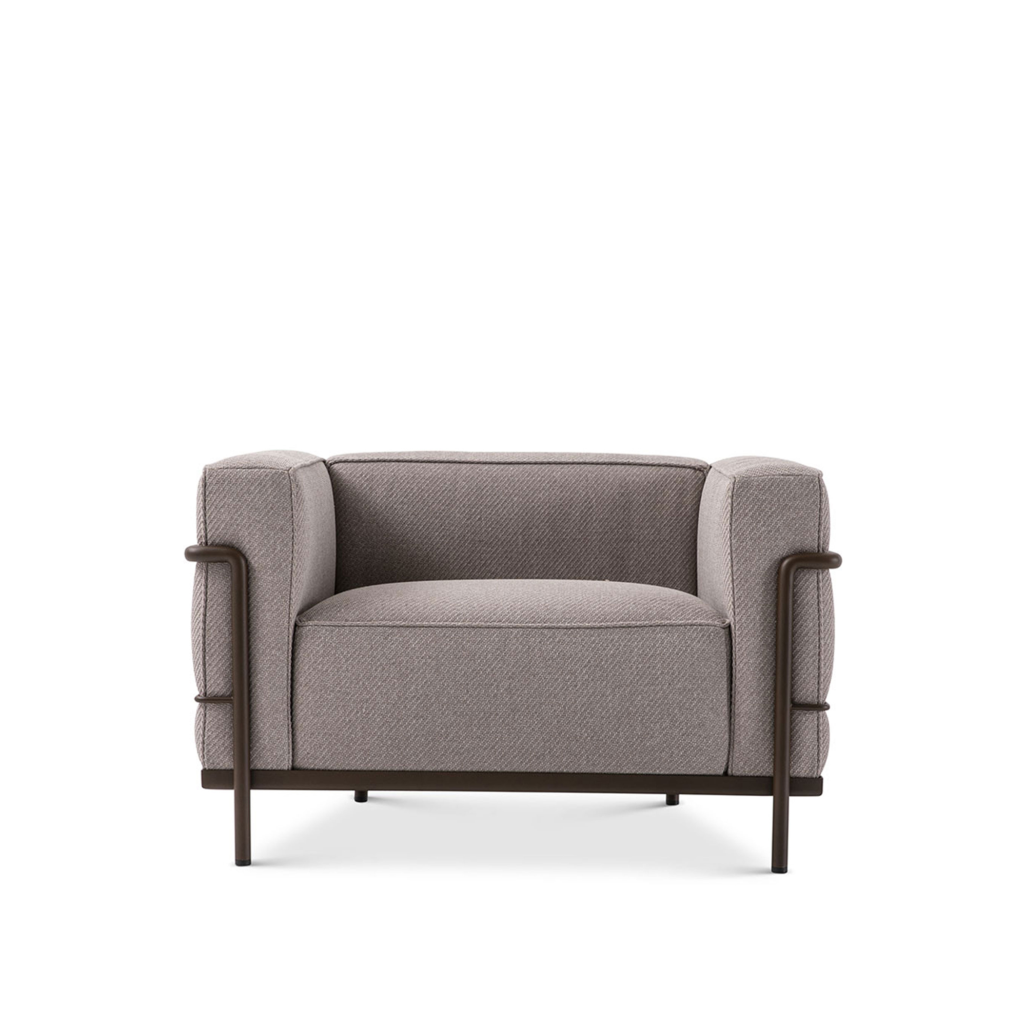 Cassina - LC3 Outdoor Armchair, Cat. E Egadi, Argento 13E464, Frame Textured Black - Utomhusfåtöljer - designer_charlotte_perriand,designer_le_corbusier,designer_pierre_jeanneret - Naturmaterial/Metall/Textilmaterial/Skum