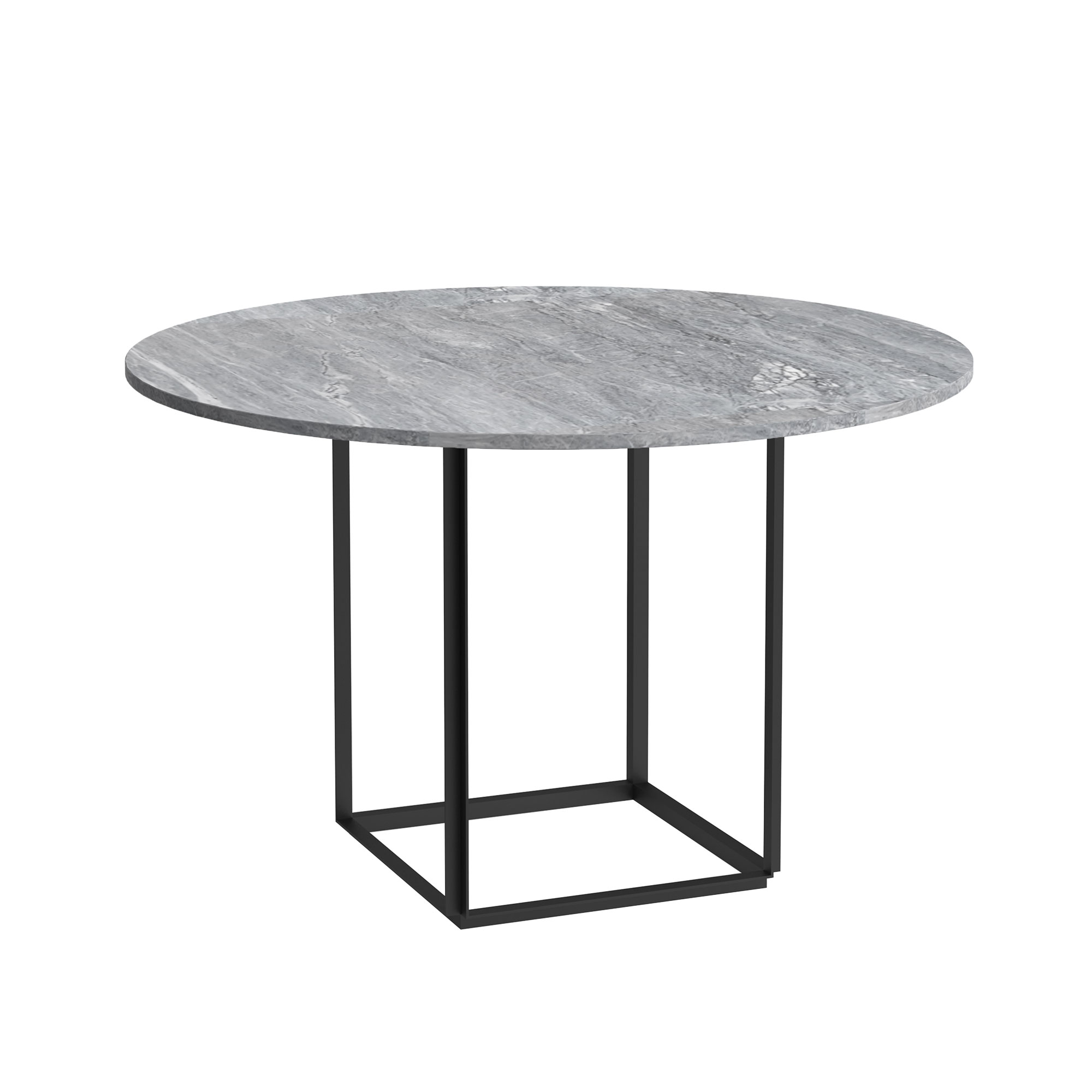 New Works - Florence Dining Table - Ø120, Skiva: Marmor - Grå Ruivina, Underrede: Svart - Matbord - Josefine Hedemann,Knut Bendik Humlevik - Grå - Metall/Sten