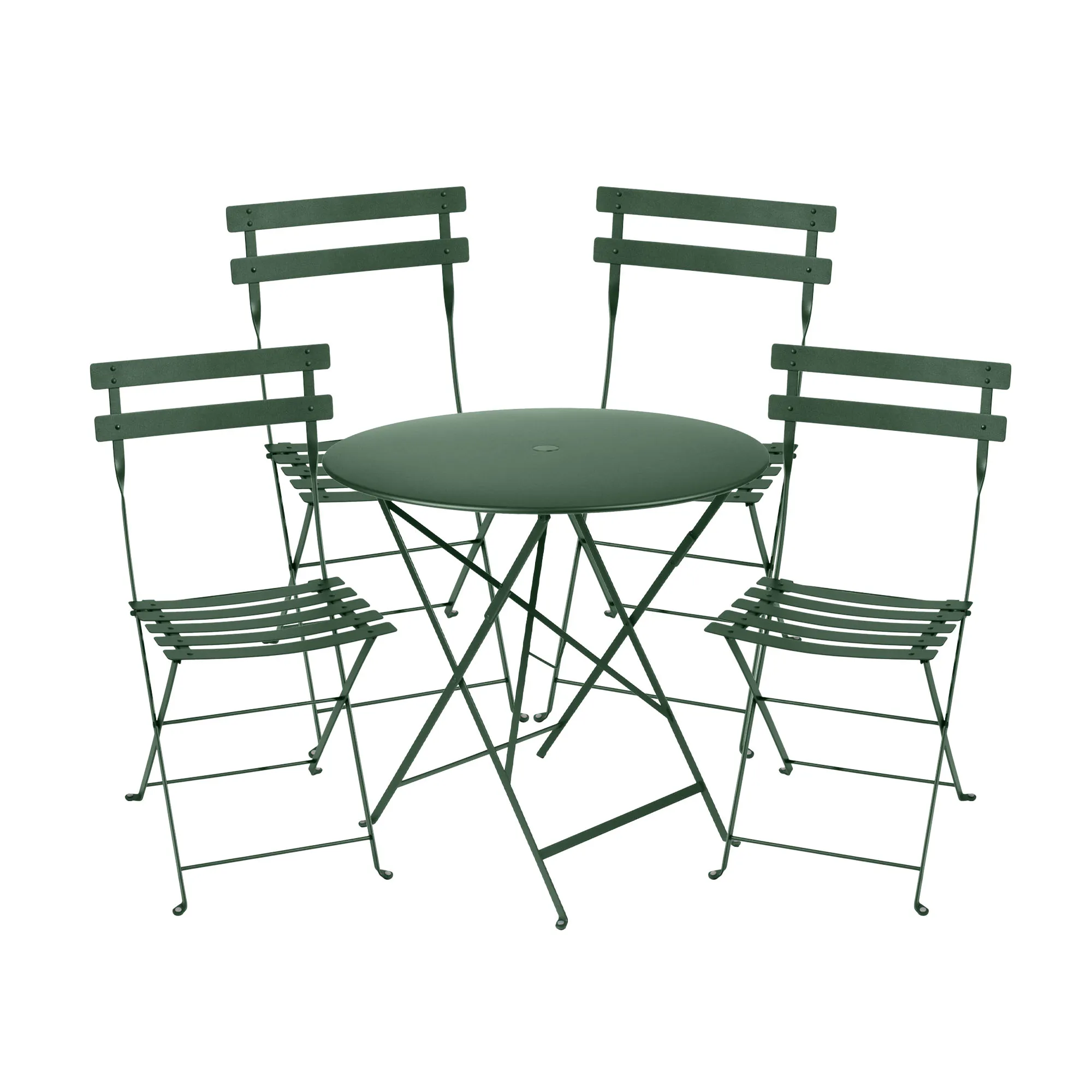 Bistro matgrupp bord 77cm & 4 metall stolar