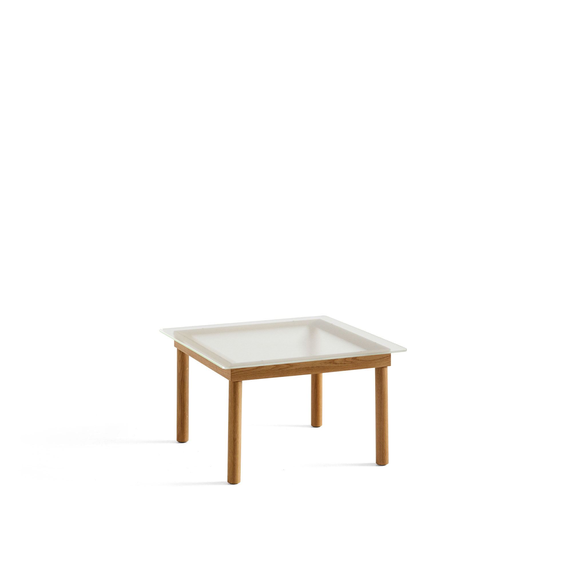 HAY - Kofi Water-Based Lacquered Oak Frame W. Clear Reeded Glass Tabletop 60X60 - Soffbord - Martin Solem - Träfärgad - Glas/Trä