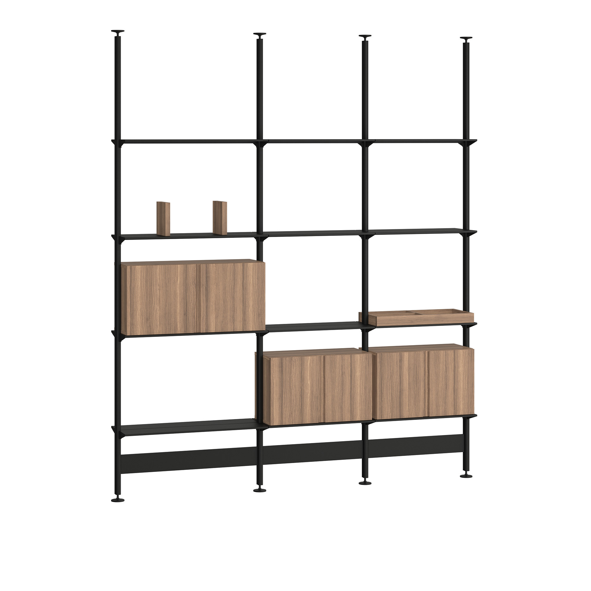 pira - pira g2 f-c b 210_204 black gray/walnut h: 256-264 cm - hyllor & hyllsystem - svart - metall/papper/trä/plast