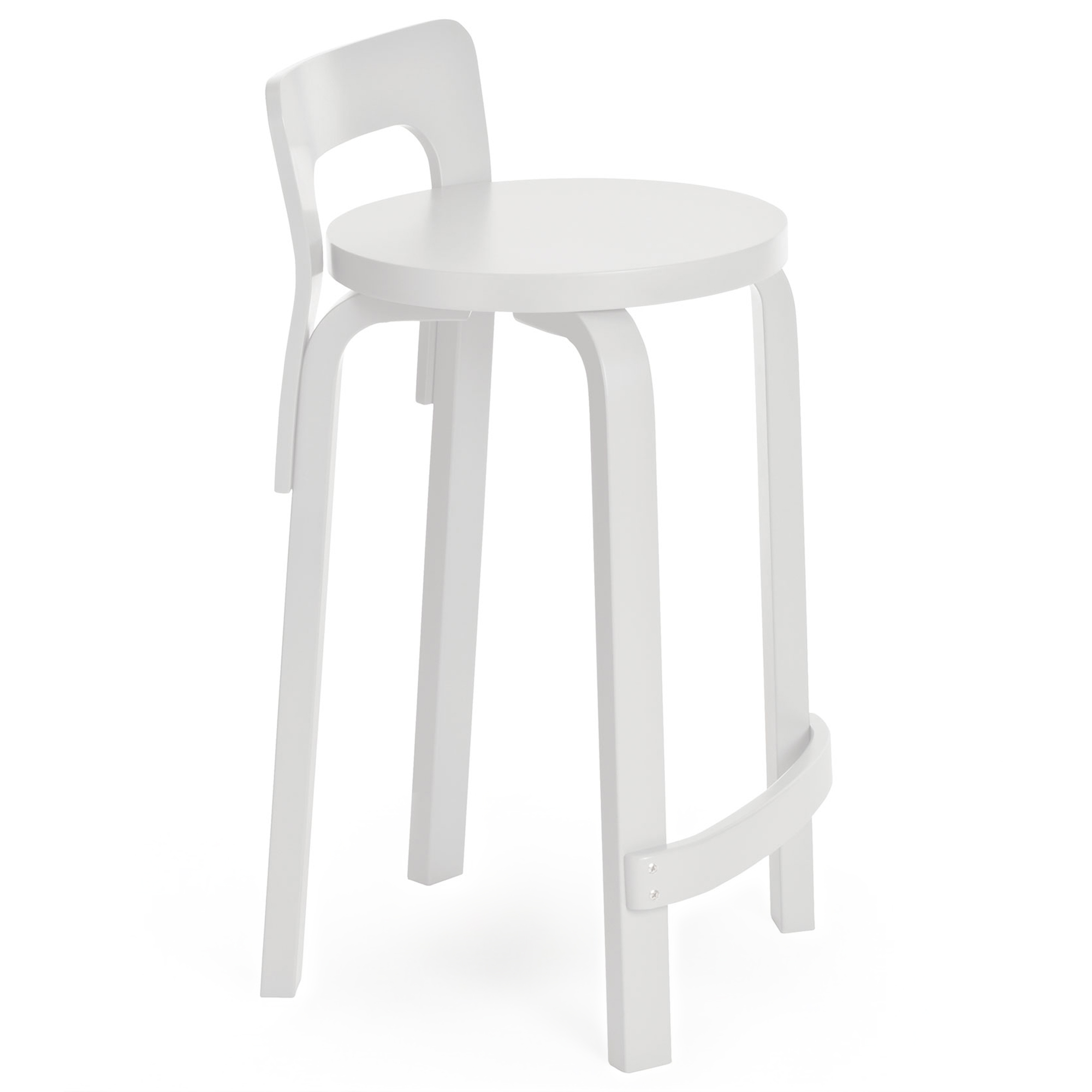 Artek - High Chair K65, Helt vitlackad - Barstolar - Alvar Aalto - Vit - Tr&auml;