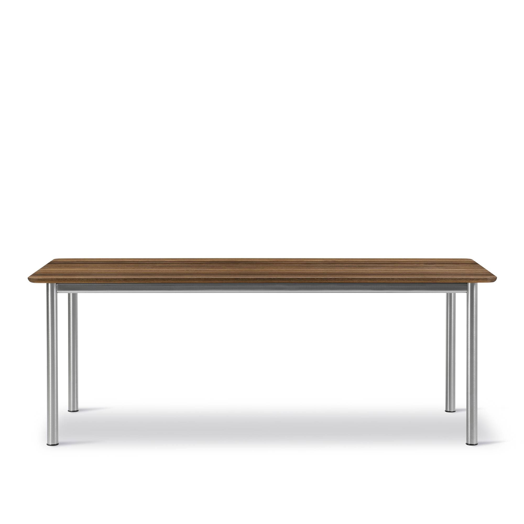 Fredericia Furniture - Plan Table - Table 200 x 100 cm - height 73 cm - Smoked oak - oiled - Rounded edge - Brushed steel - Skrivbord - Edward Barber & Jay Osgerby - Träfärgad - Trä