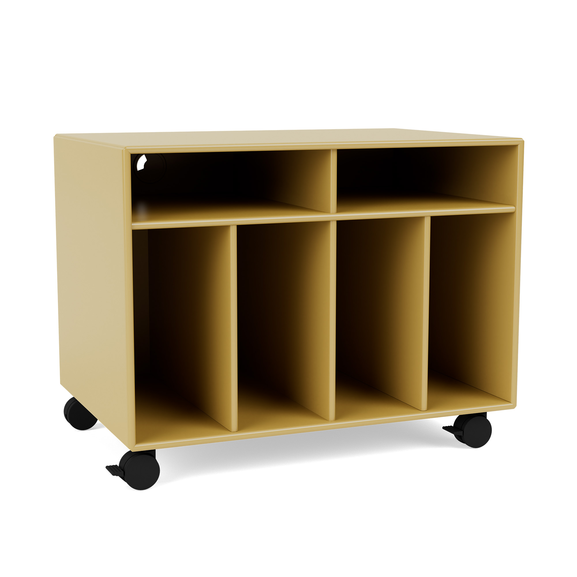 montana - spin i vinyl storage, 05-castorscr70black, 157 cumin - quickship - tv-bänkar - peter j. lassen - gul - mdf