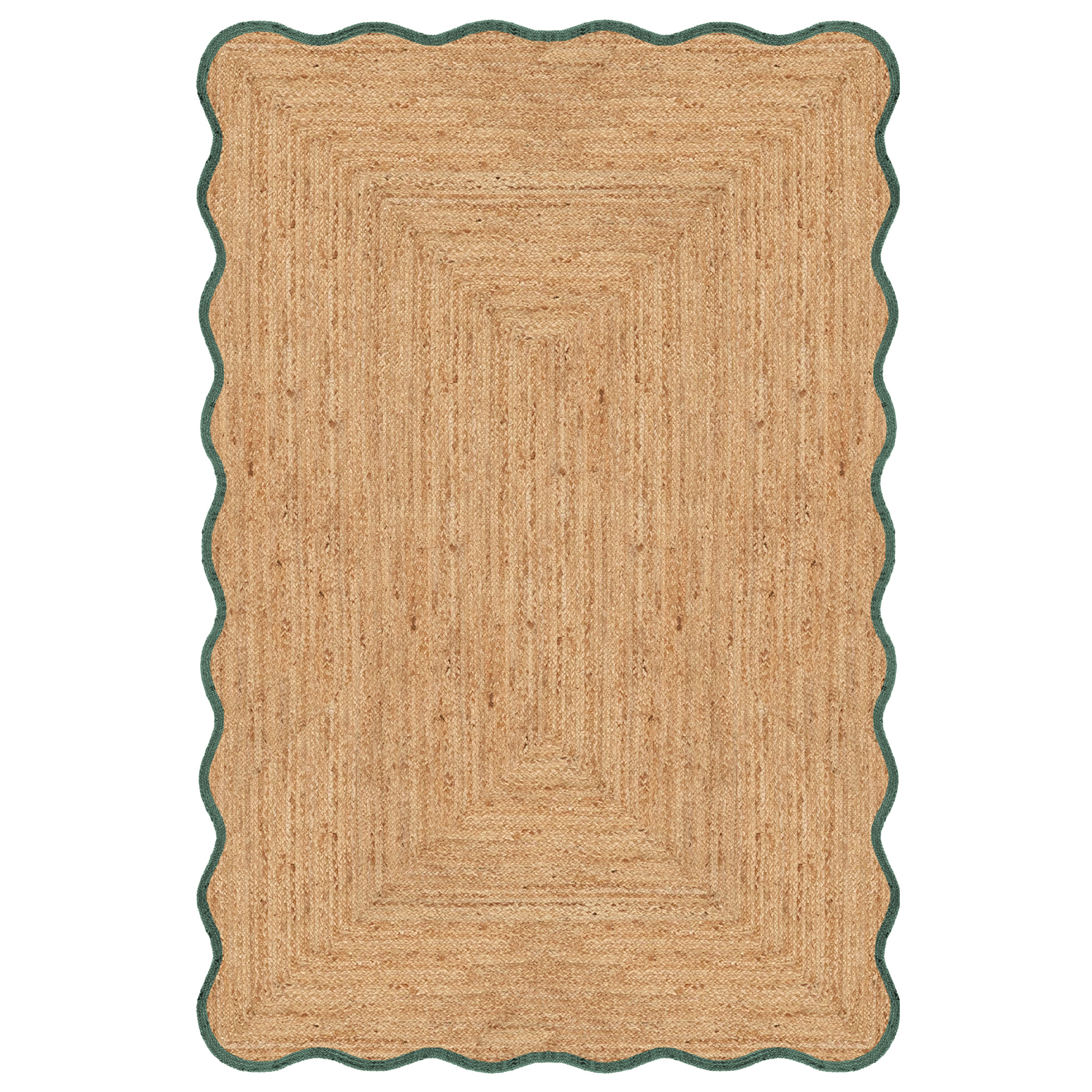 Layered - Scallop Jute Dark Green 250 x 350 - Jute- och sisalmattor