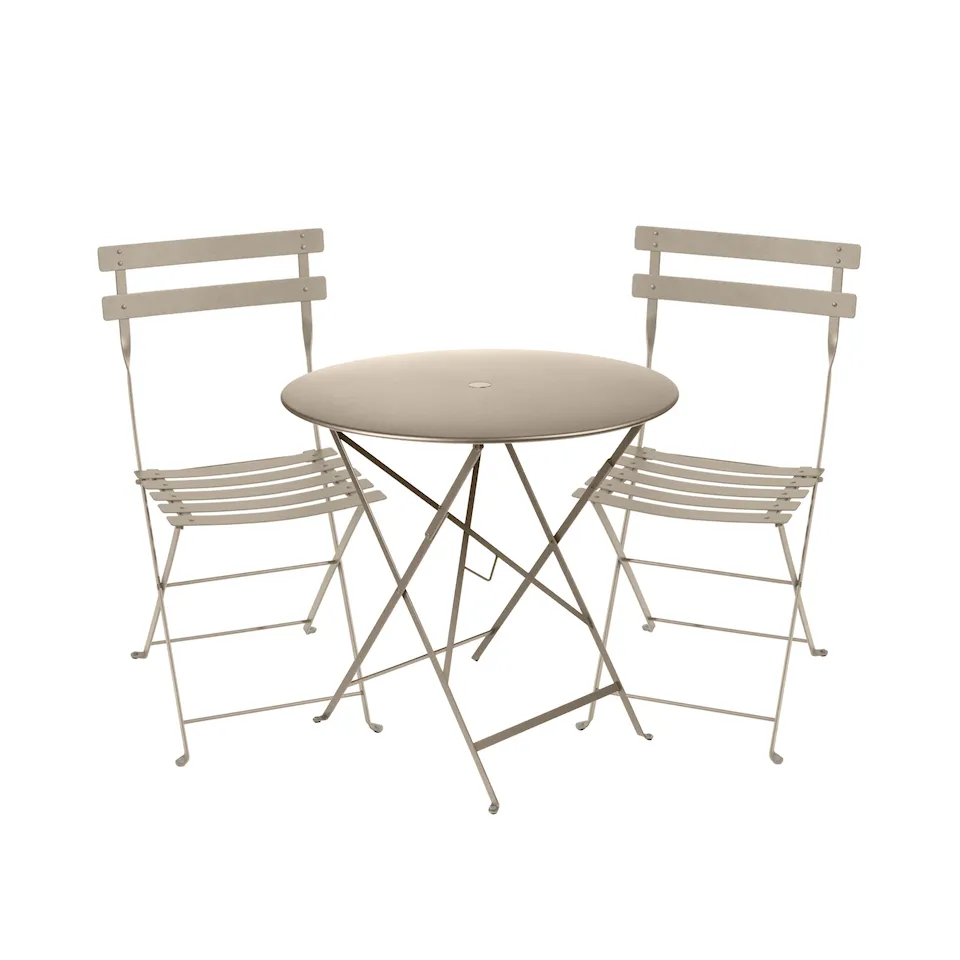 Bistro matgrupp bord 77cm & 2 metall stolar