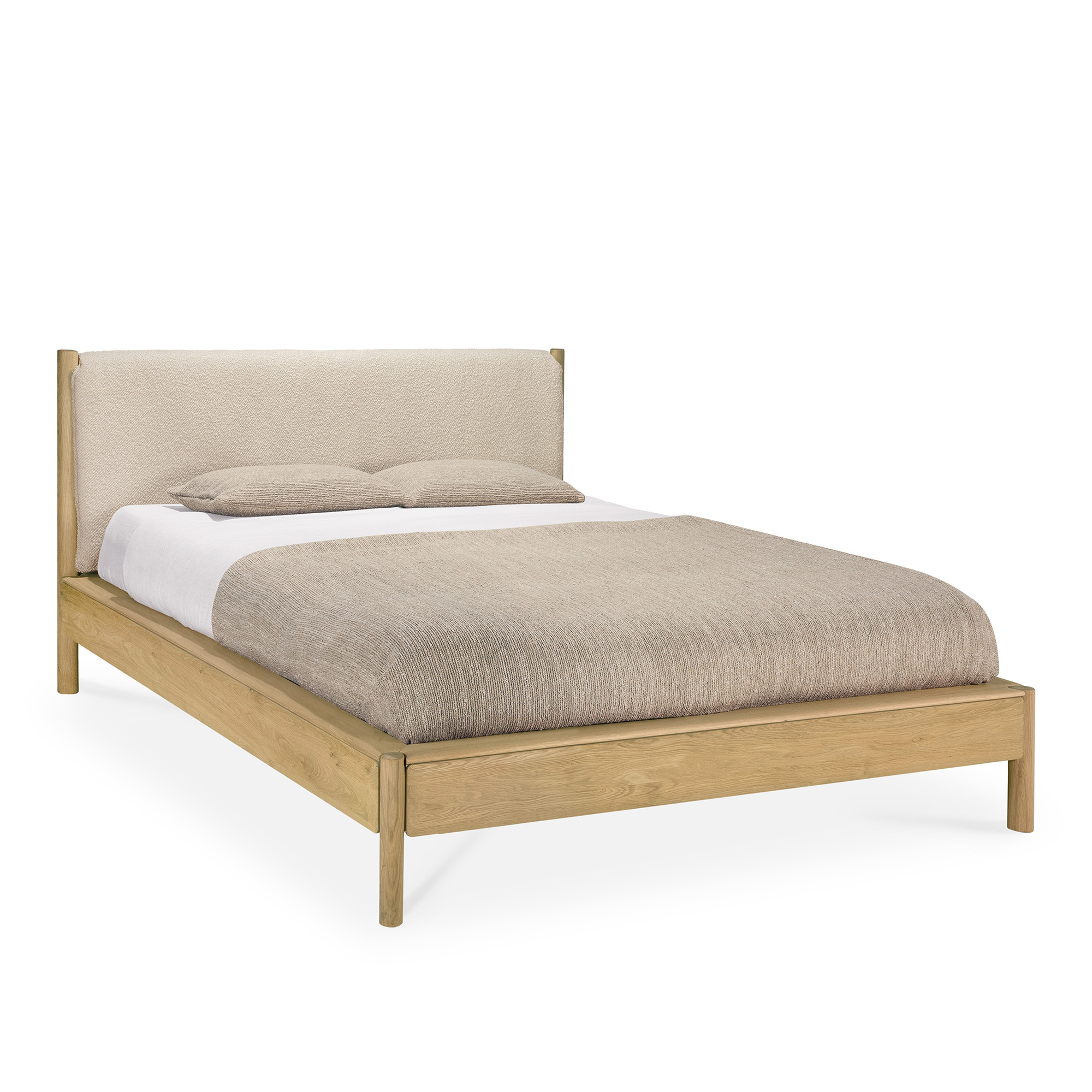 Ethnicraft - PI Bed - Oak - Cloud Fabric - Mattress 160X200 - Without Slats - Removable Cover - Ramsängar - Alain Van Havre - Träfärgad | Möbler - Sängar Och Tillbehör - Ramsängar | Möbelexperten