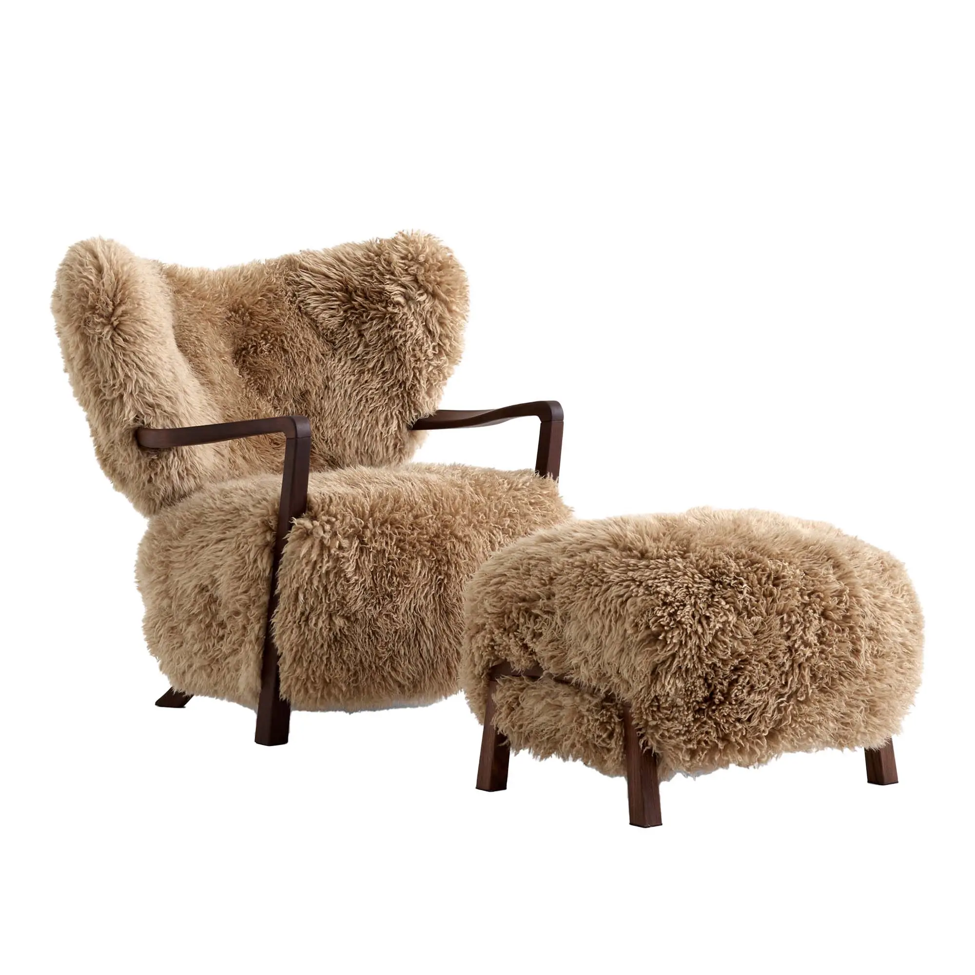 Wulff Lounge Chair ATD2 + Pouf ATD3 Walnut