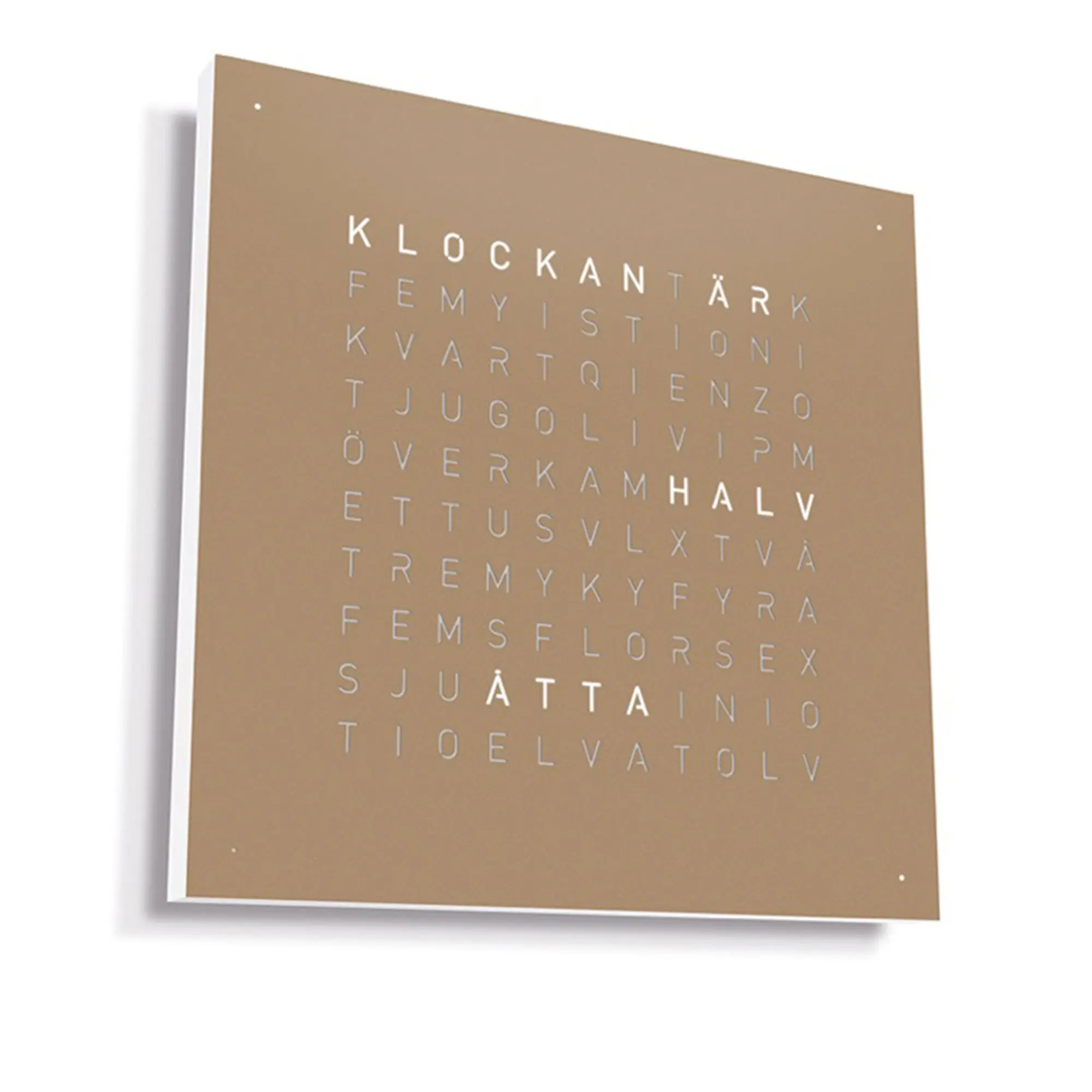 Qlocktwo Earth 90 Stainless Steel - Hazelnut