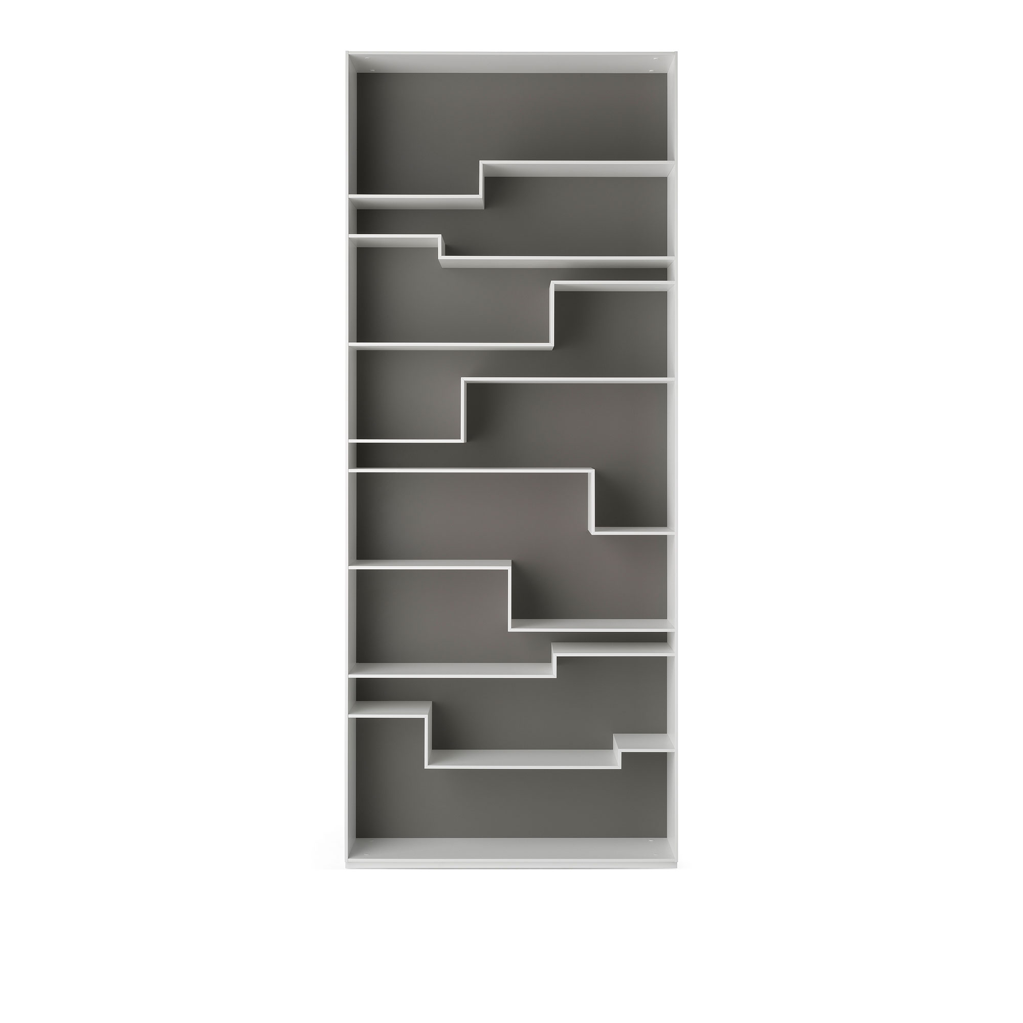 MDF Italia - Melody Bookcase, Matt White, Matt Medium Grey, Contrast Back - Bokhyllor - Neuland Industriedesign - Vit - MDF/Syntetiskt
