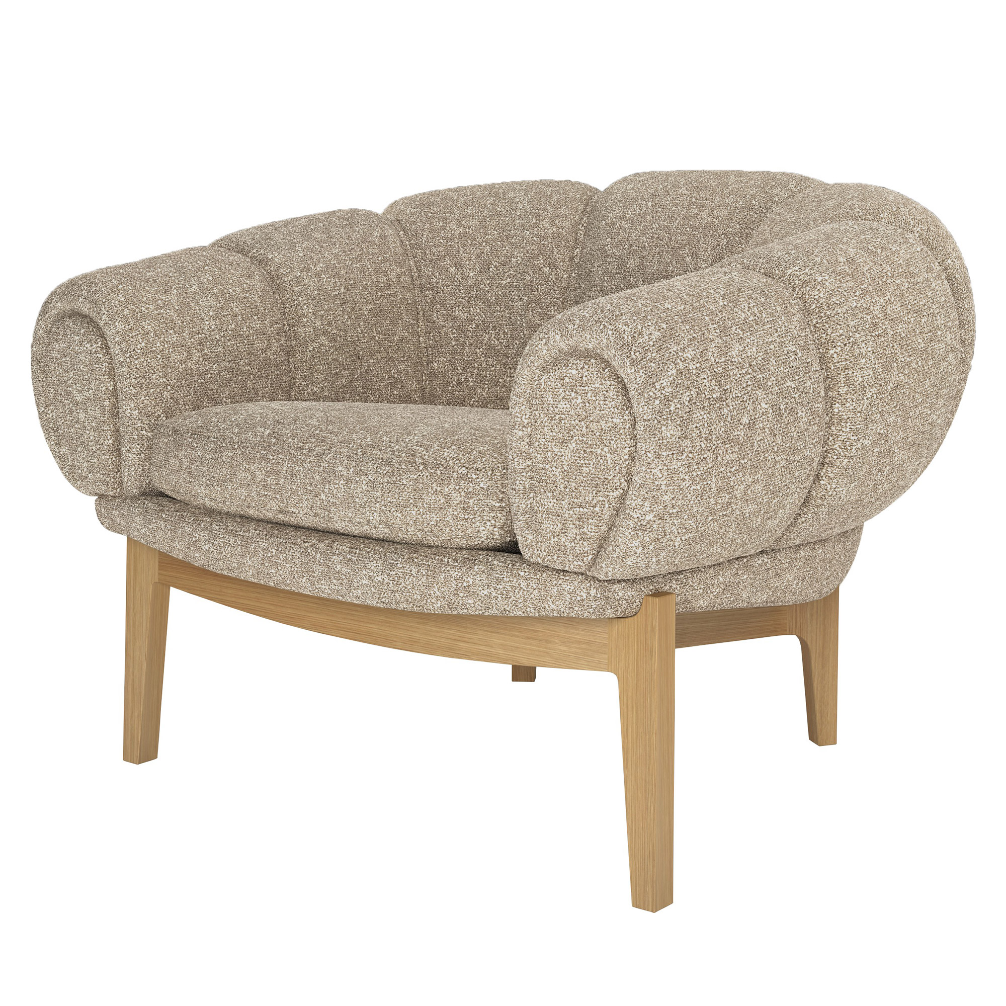 Gubi - Croissant Lounge Chair, Solid Oak Oiled, Prisgrupp 5 Tyg Sahco  Zero 001 - Fåtöljer - Illum Wikkelsø - Träfärgad - Trä/Textilmaterial