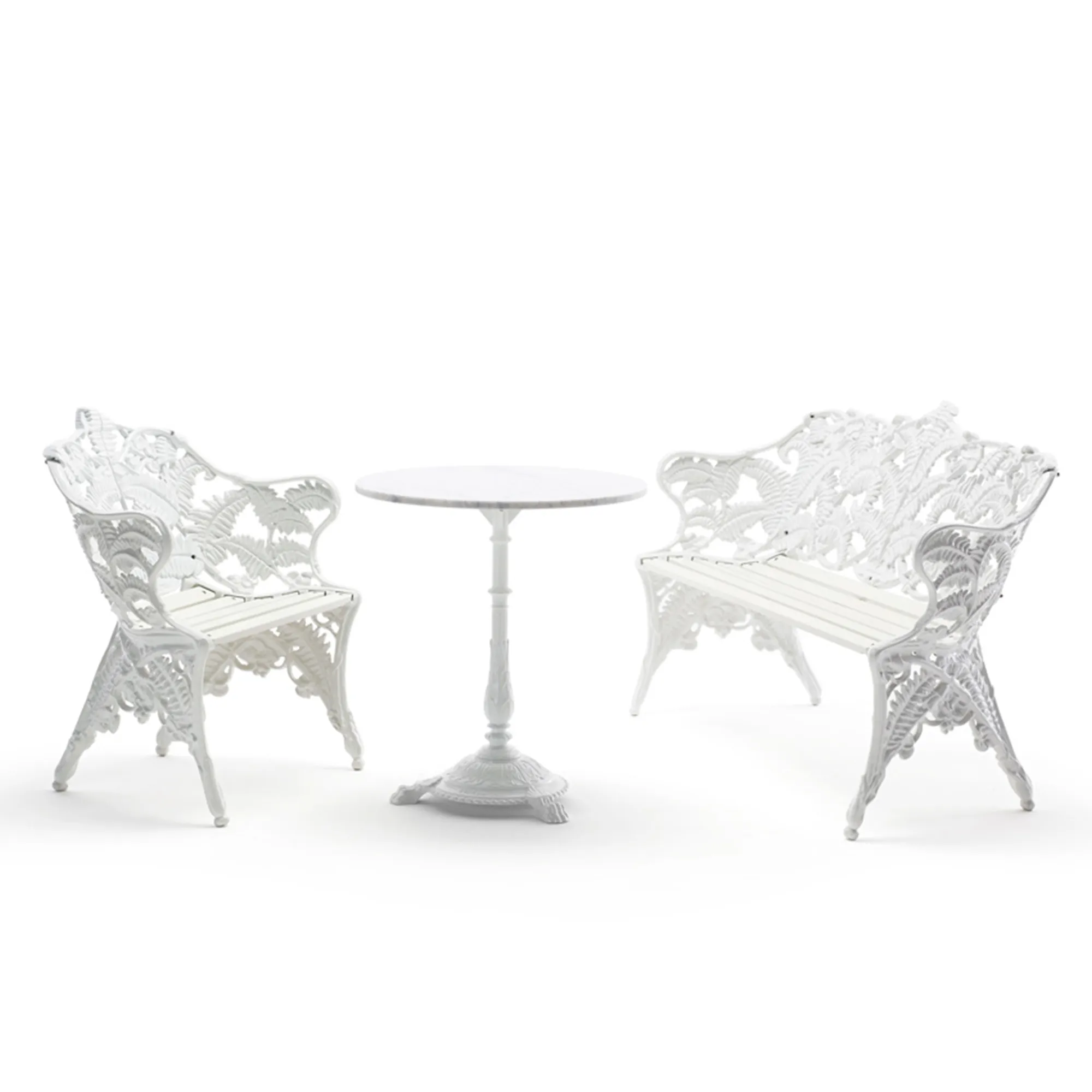 Classic Cafébord Marmor Vit Carrara / Vitlackerad