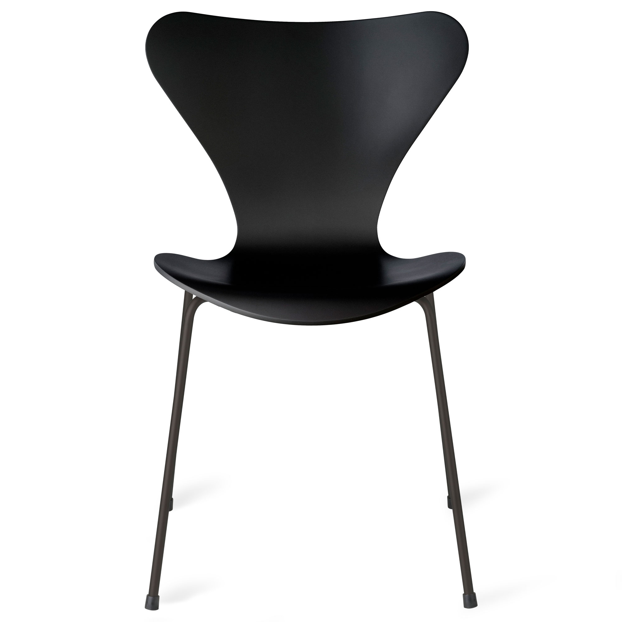 Fritz Hansen - Sjuan 3107 stol lackerad bokfan&eacute;r warm graphite / black - Matstolar - Arne Jacobsen - Svart - Metall/Tr&auml;