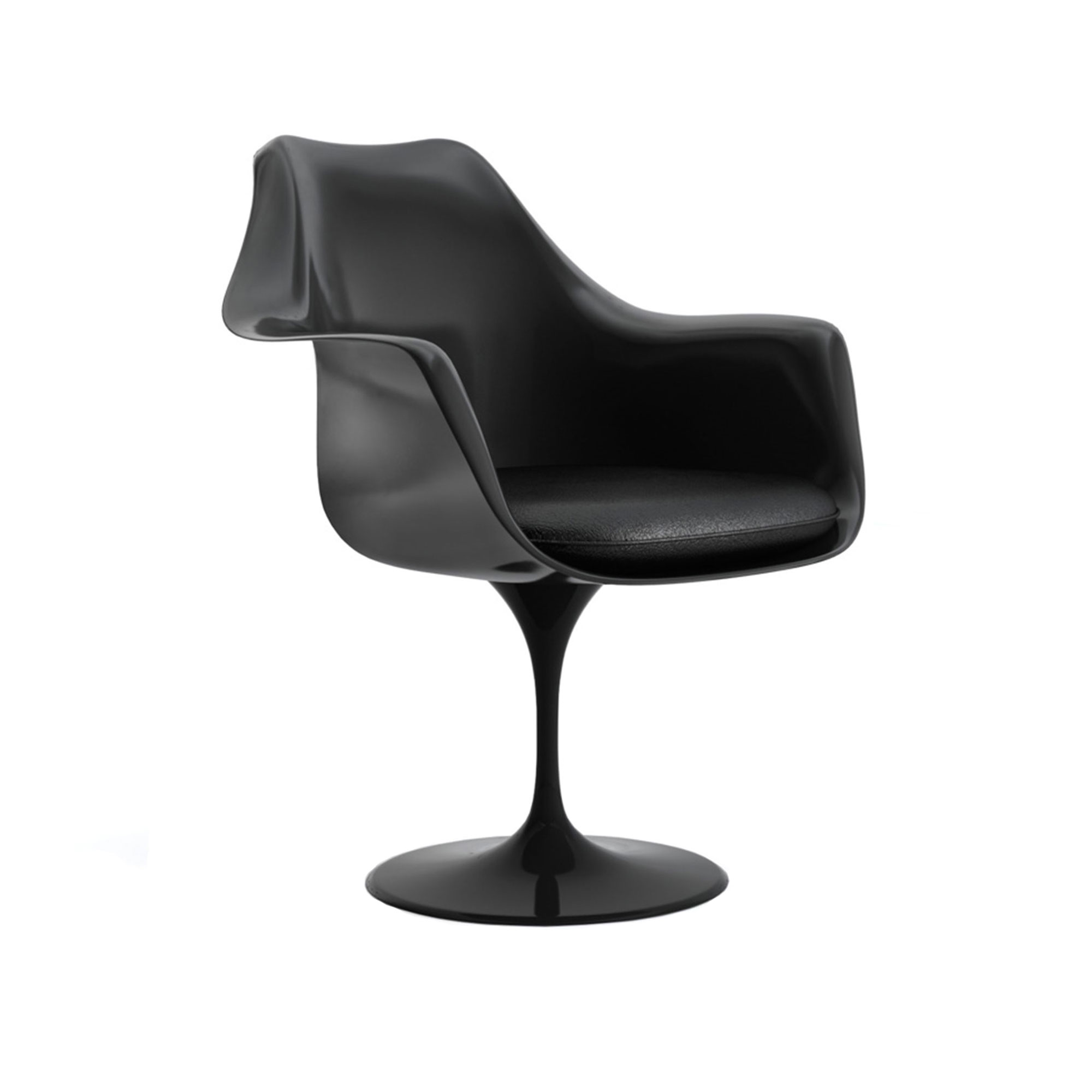 Knoll - Saarinen Tulip Chair - Karmstol, Vit bas  skal, Läder - Kategori W - Volo - VO785 - Matstolar - Eero Saarinen - Vit - Läder/Metall/Syntetiskt/Skum